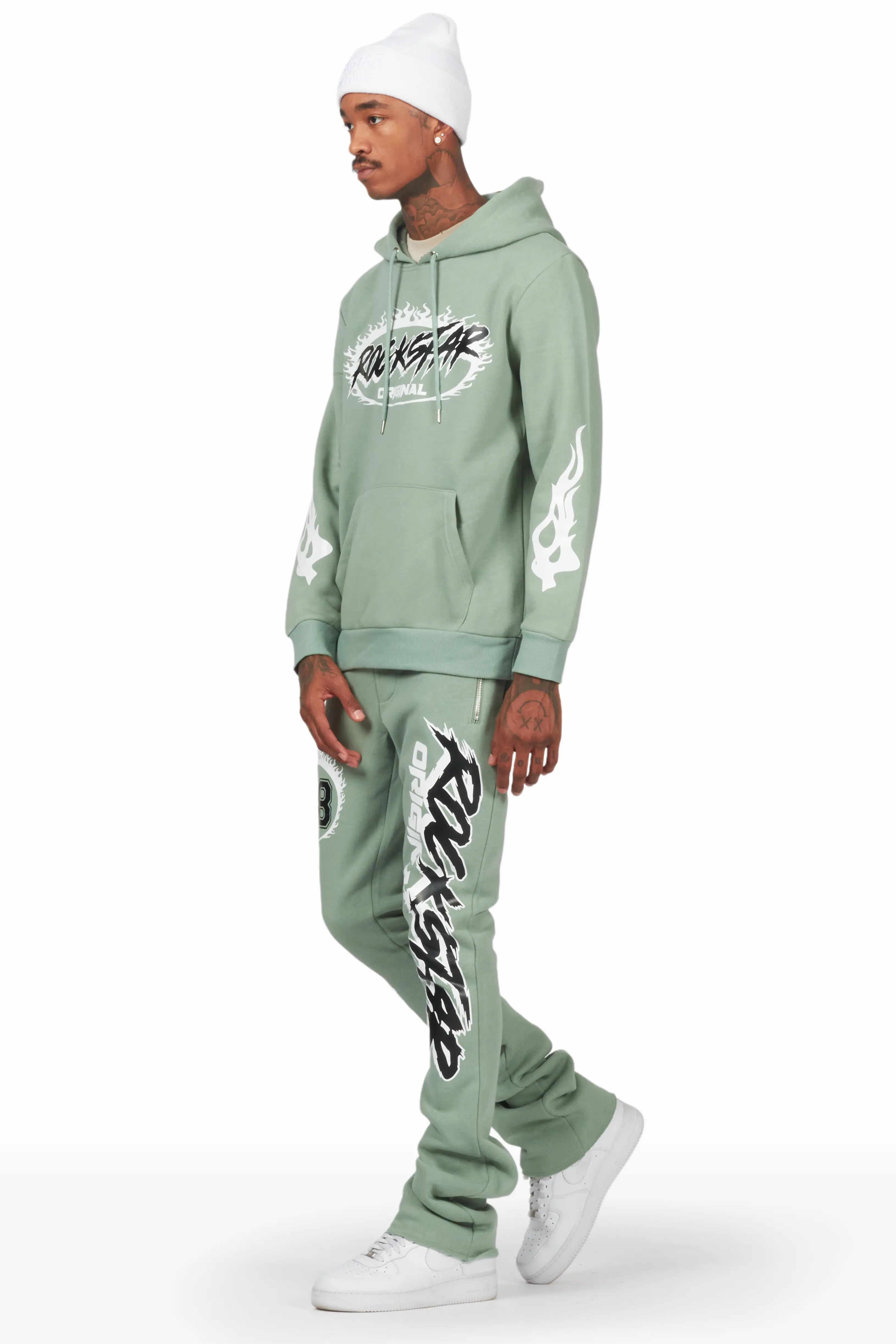Draven Sage Hoodie/Stacked Flare Track Pant Set - Image 2