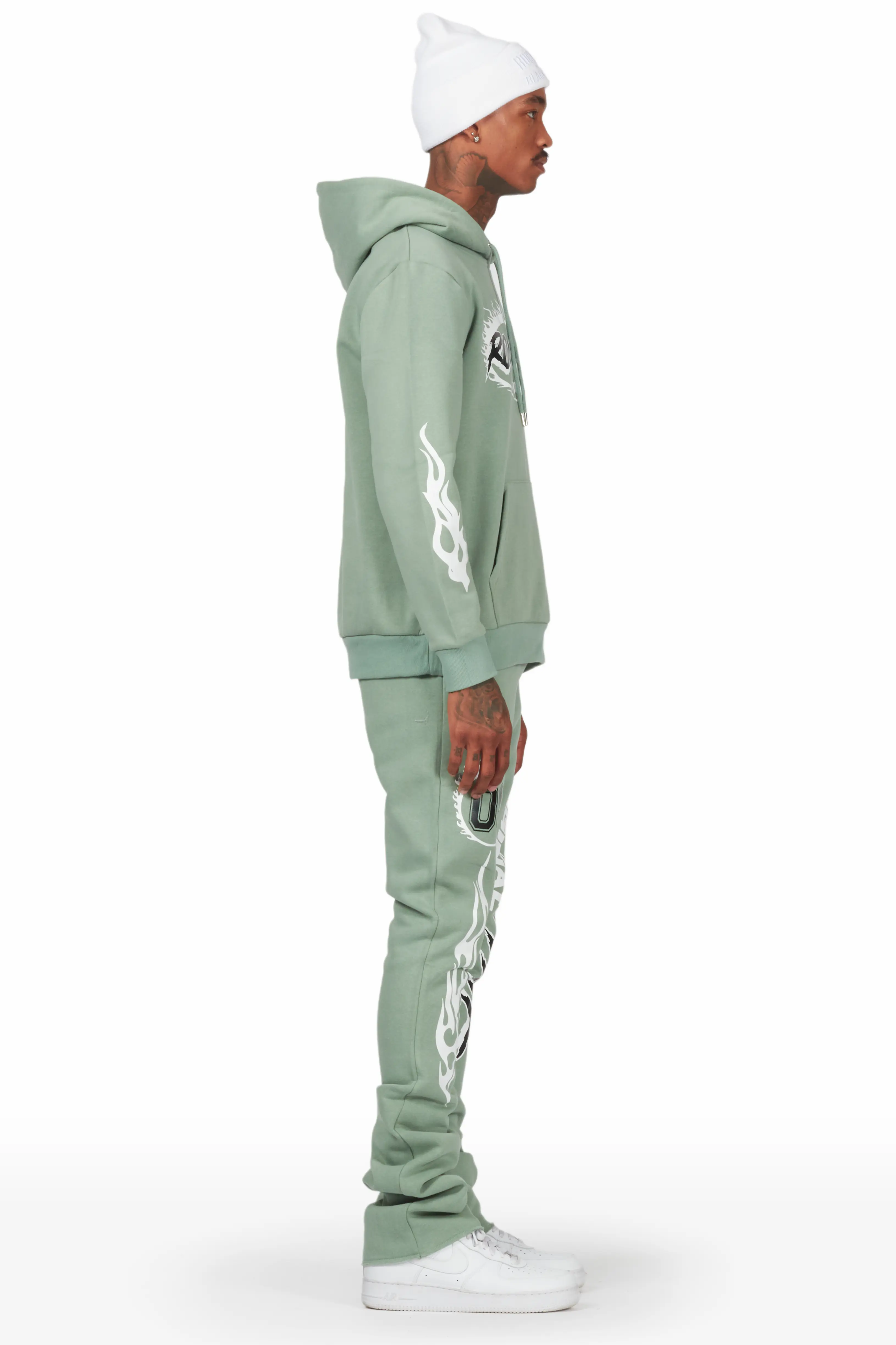 Draven Sage Hoodie/Stacked Flare Track Pant Set - Image 3