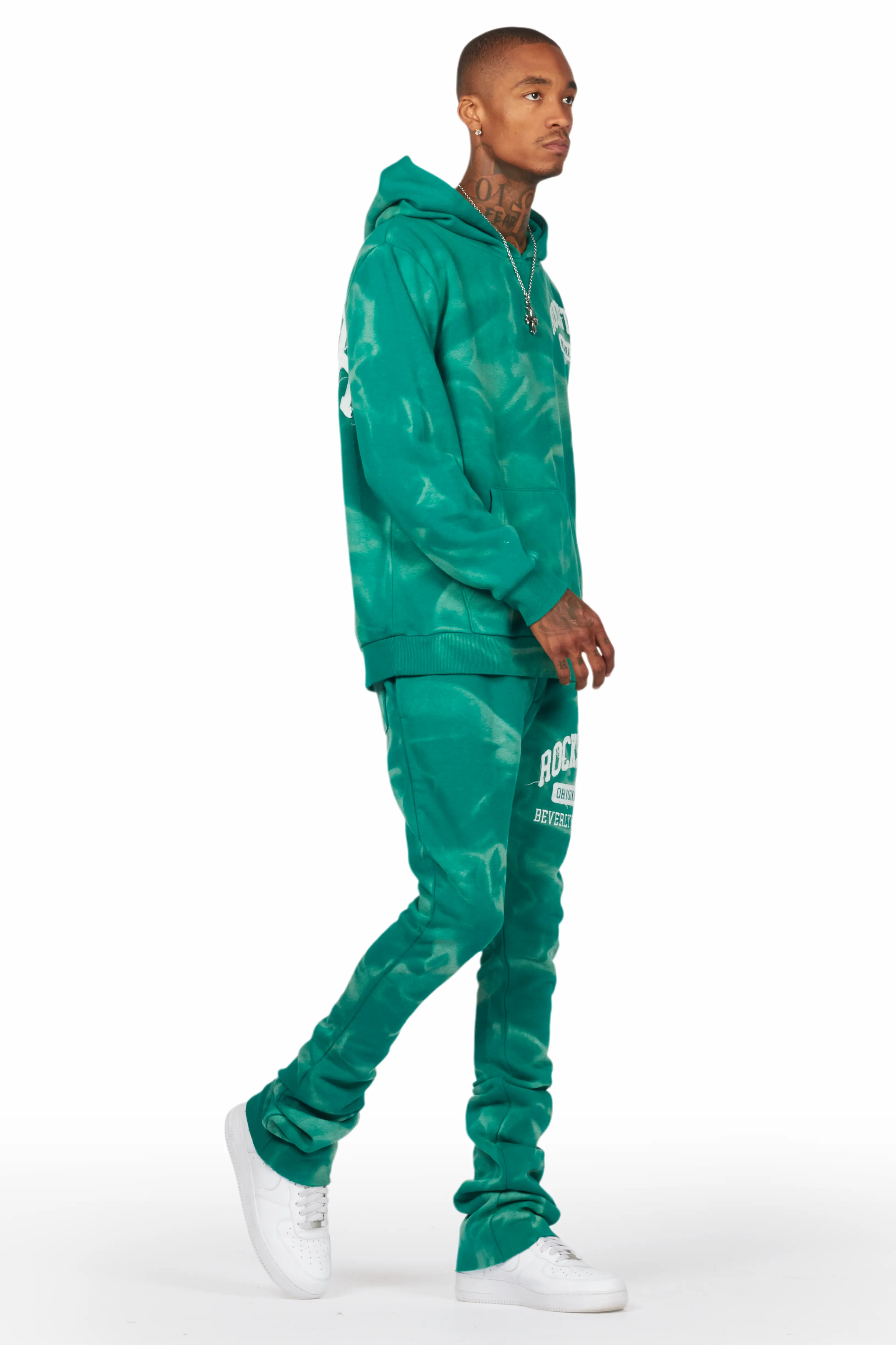 Member Green Hoodie Patchwork Stacked Flare Track Set - Image 6