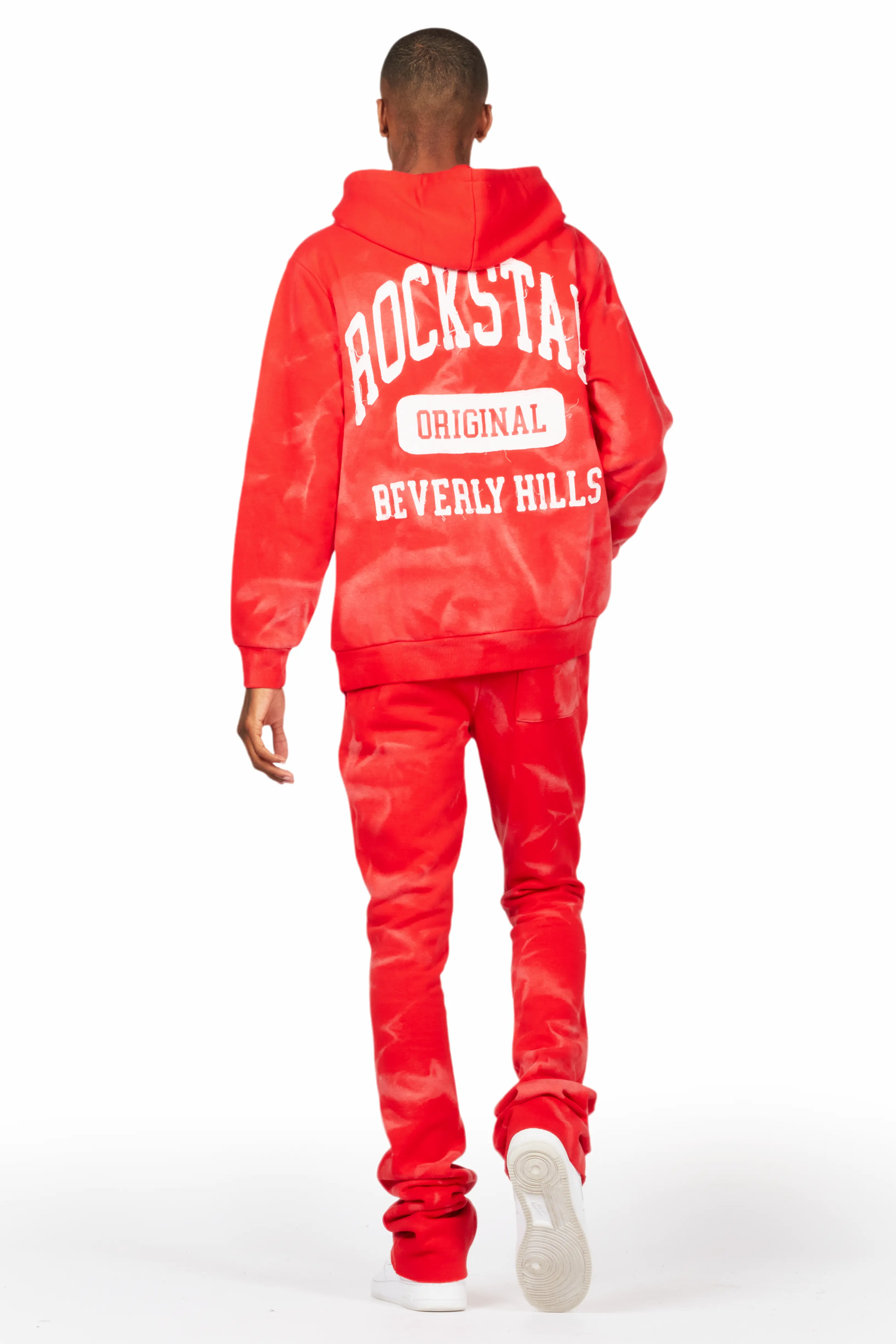 Member Red Hoodie Patchwork Stacked Flare Track Set - Image 4
