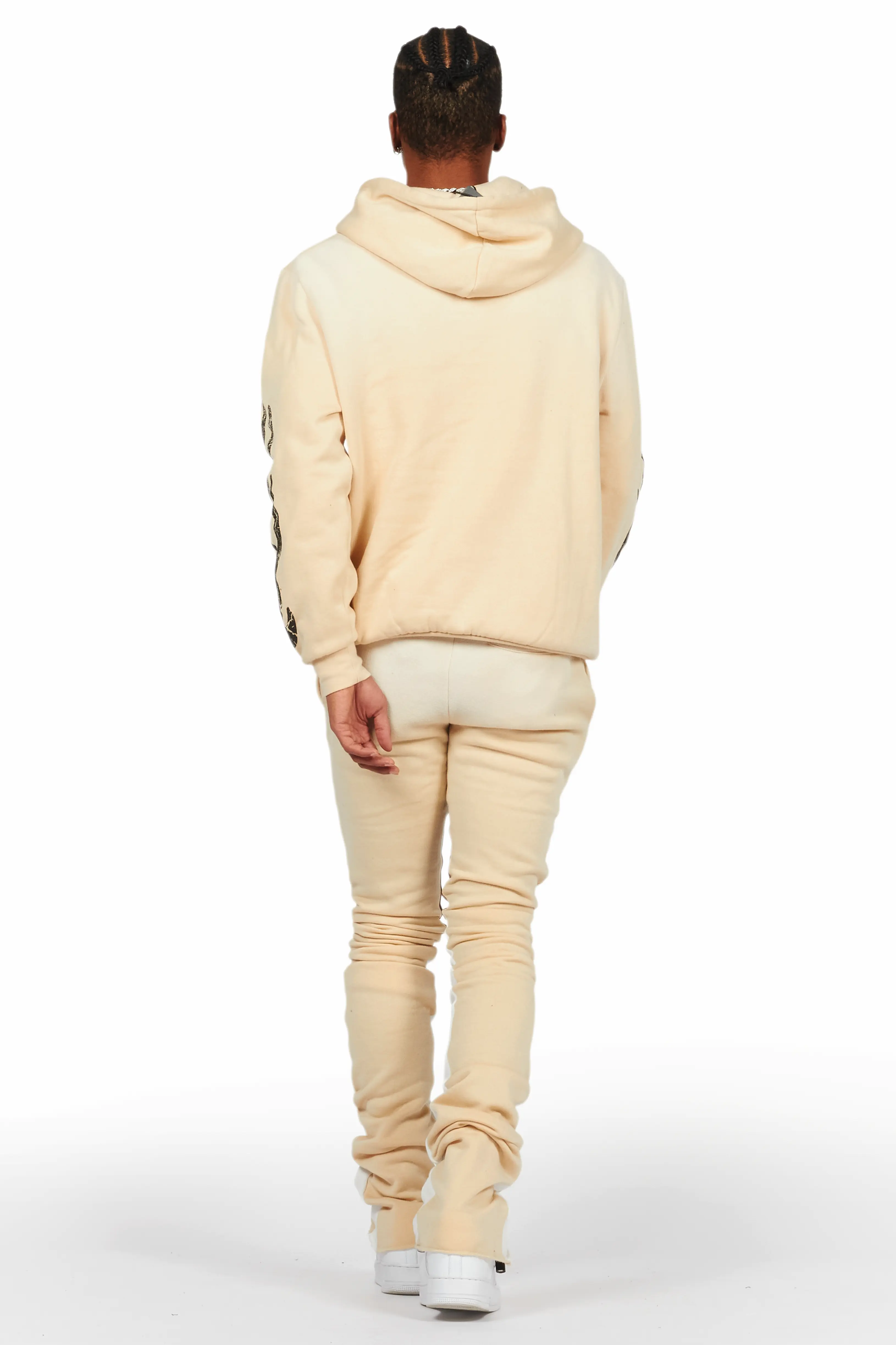 Boaz Beige Super Stacked Hoodie Track Set - Image 4