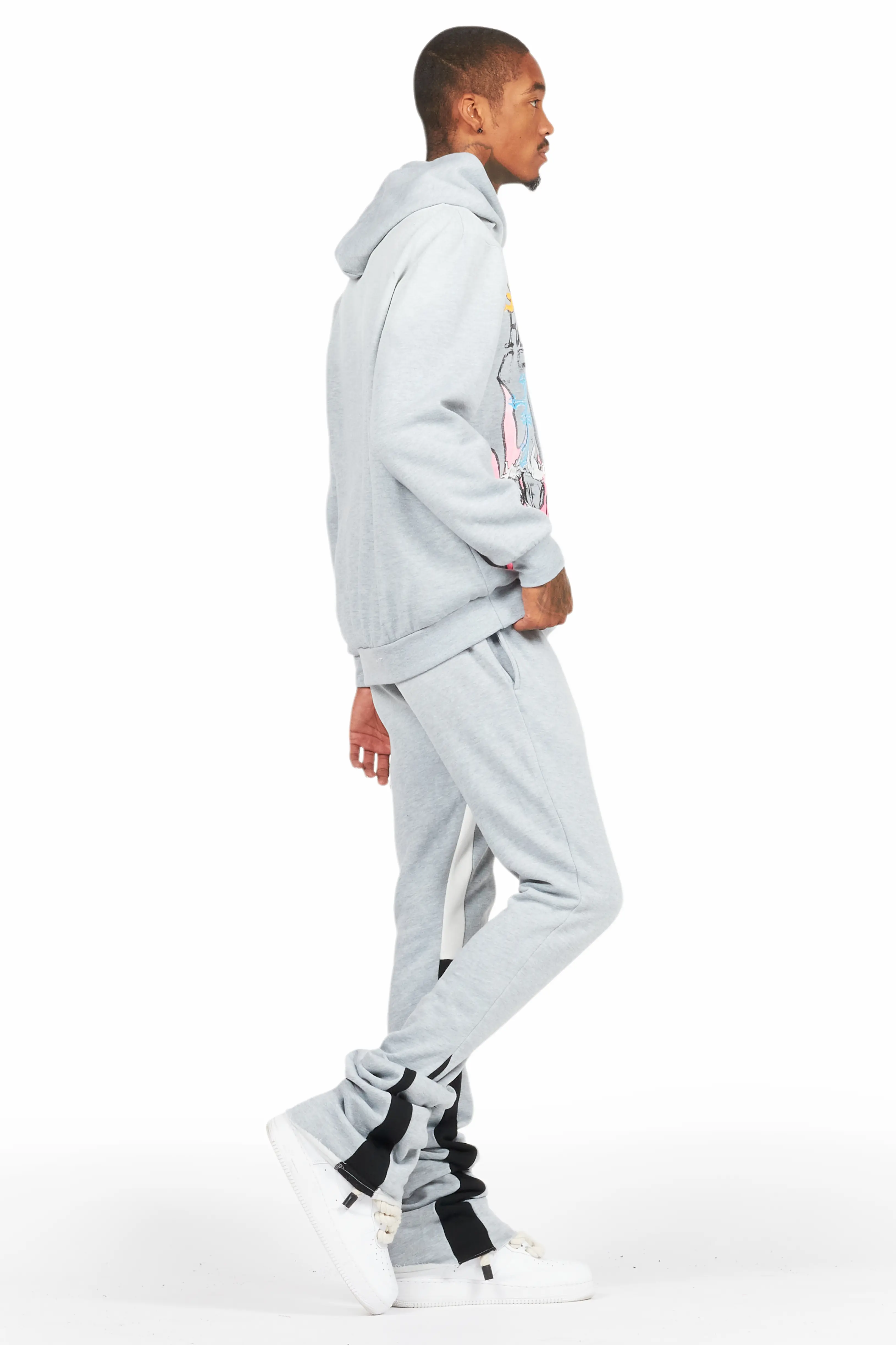 Boone Heather Grey Super Stacked Hoodie Track Set - Image 5