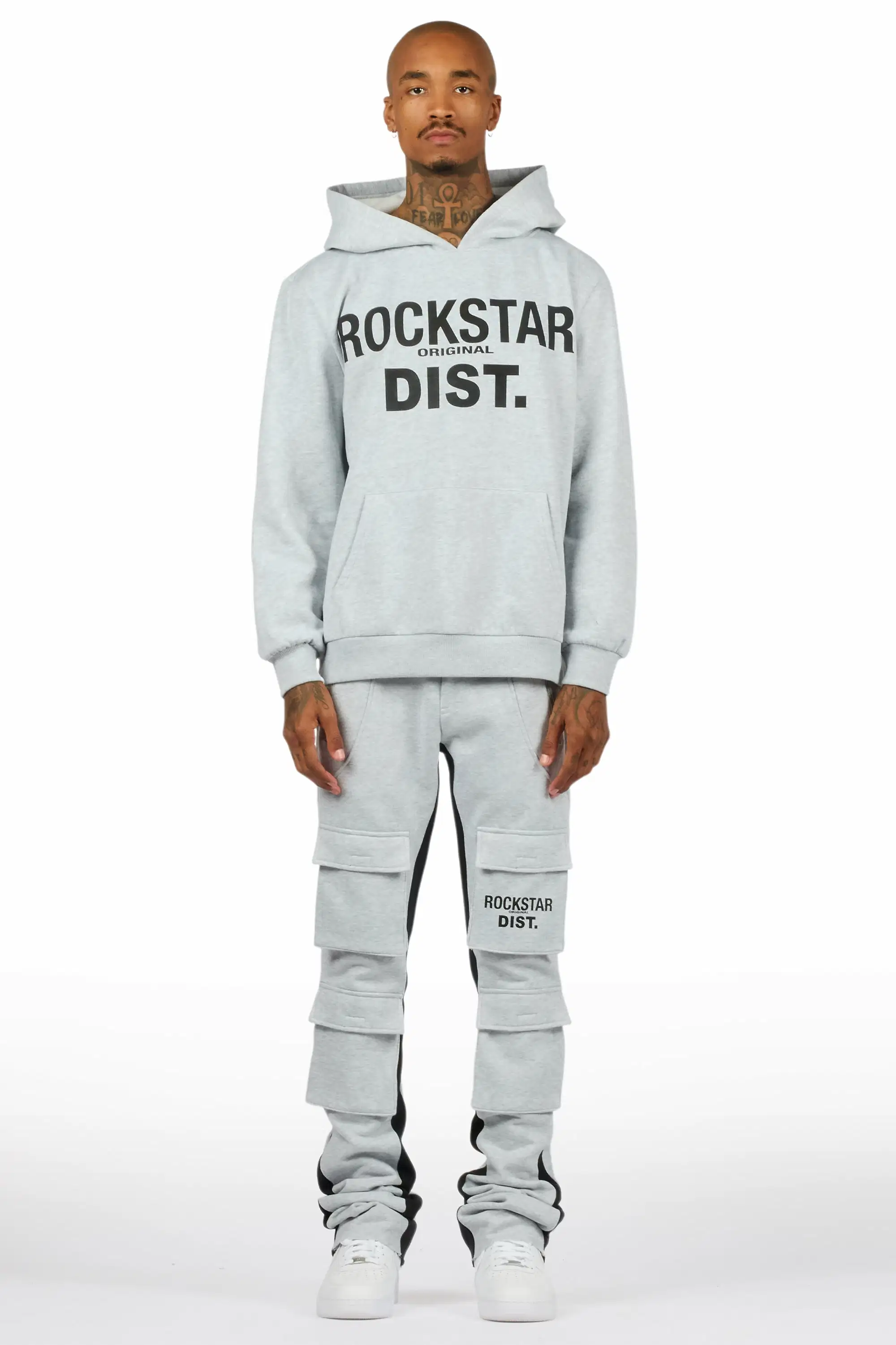 Antoon Heather Grey Stacked Track Set - Image 2