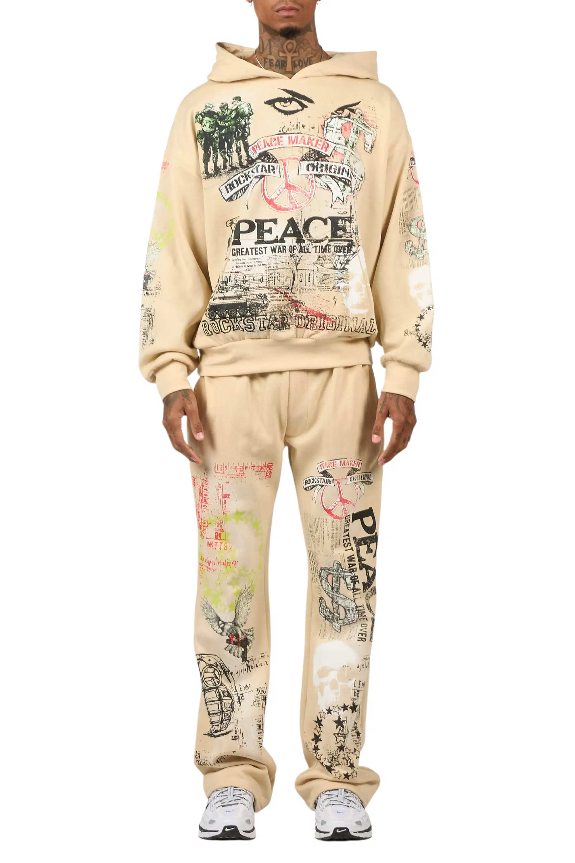 Seiko Beige Hoodie Baggy Track Set - Image 11