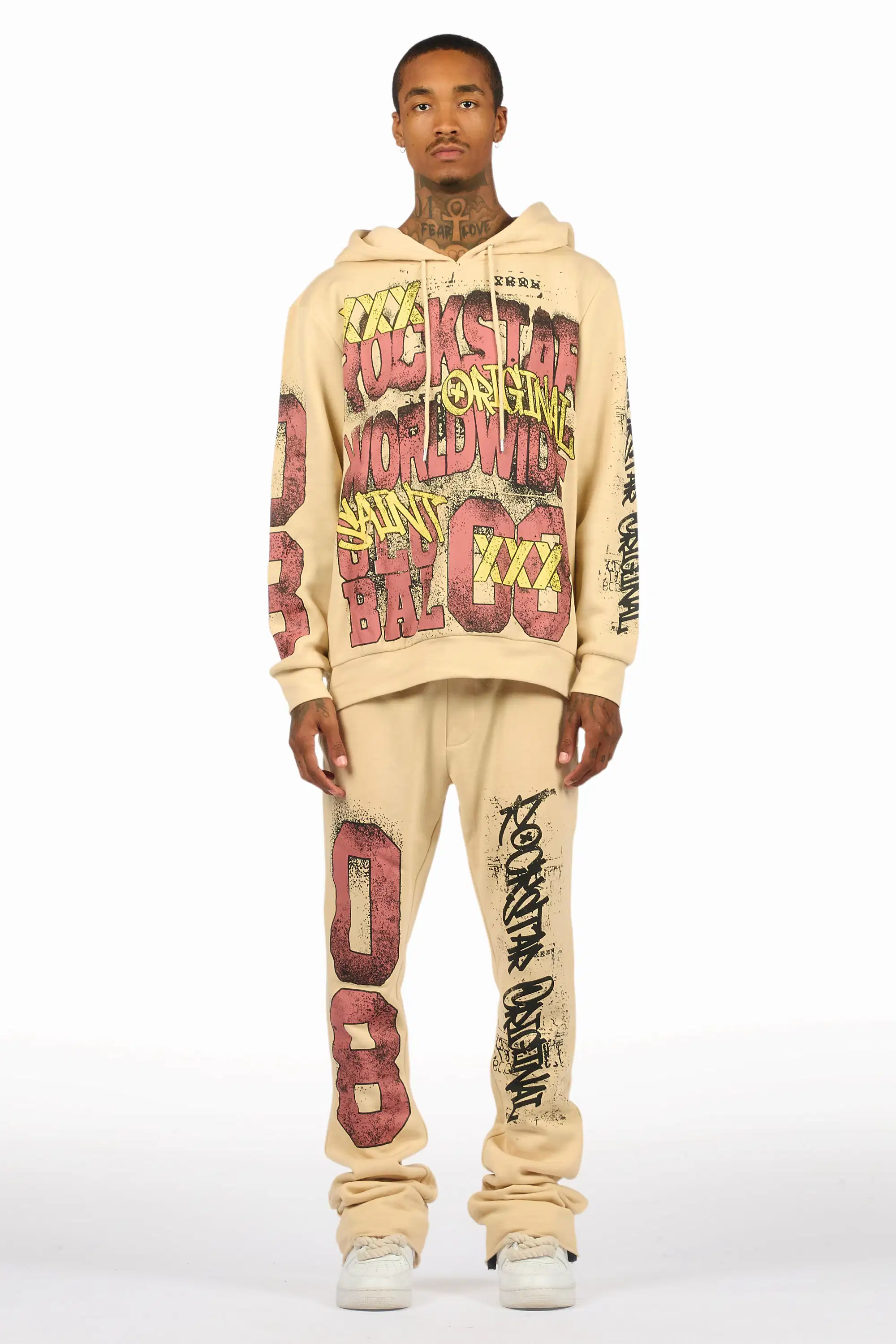 Parco Beige Hoodie Stacked Track Set - Image 2
