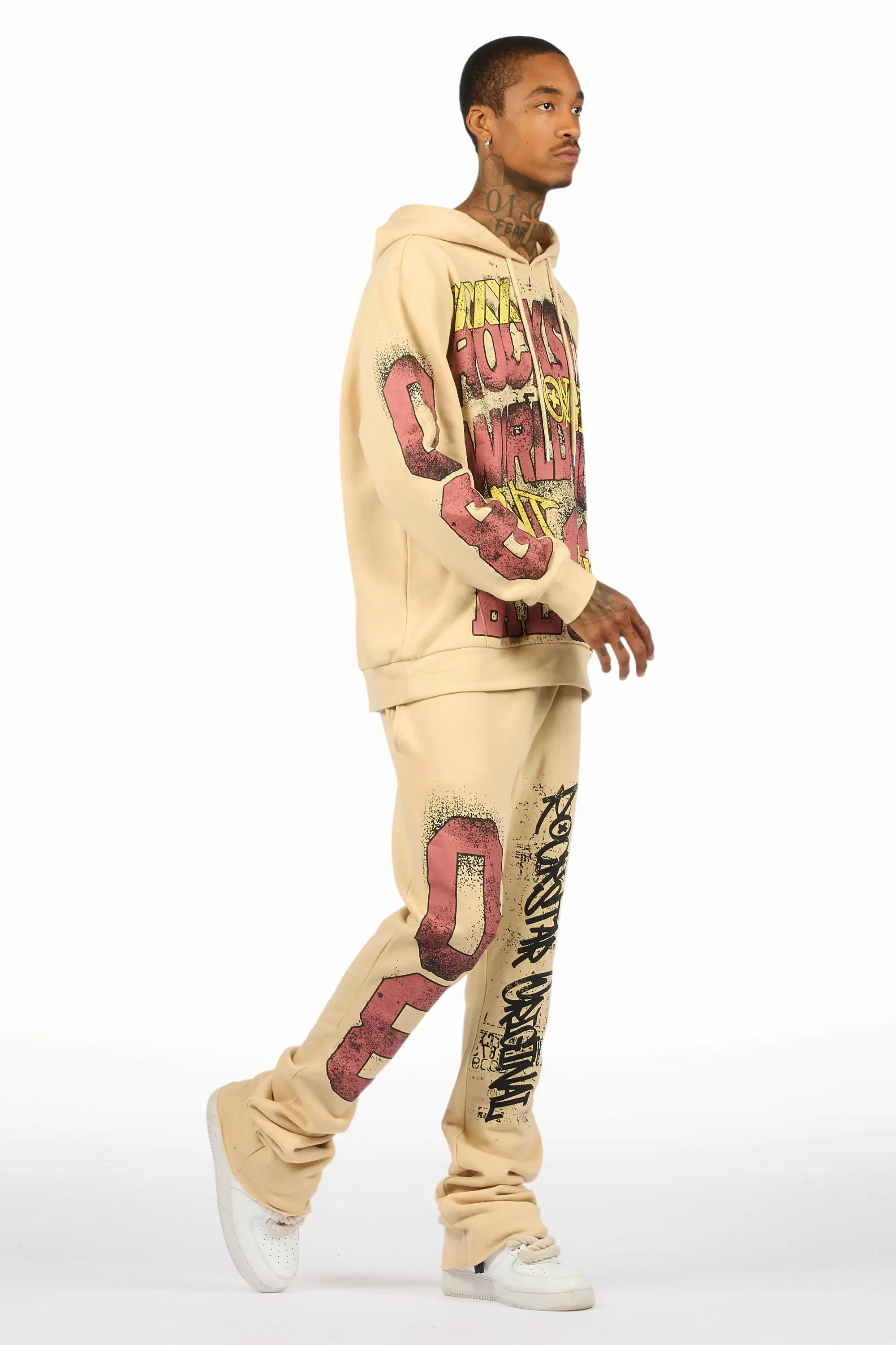 Parco Beige Hoodie Stacked Track Set - Image 3