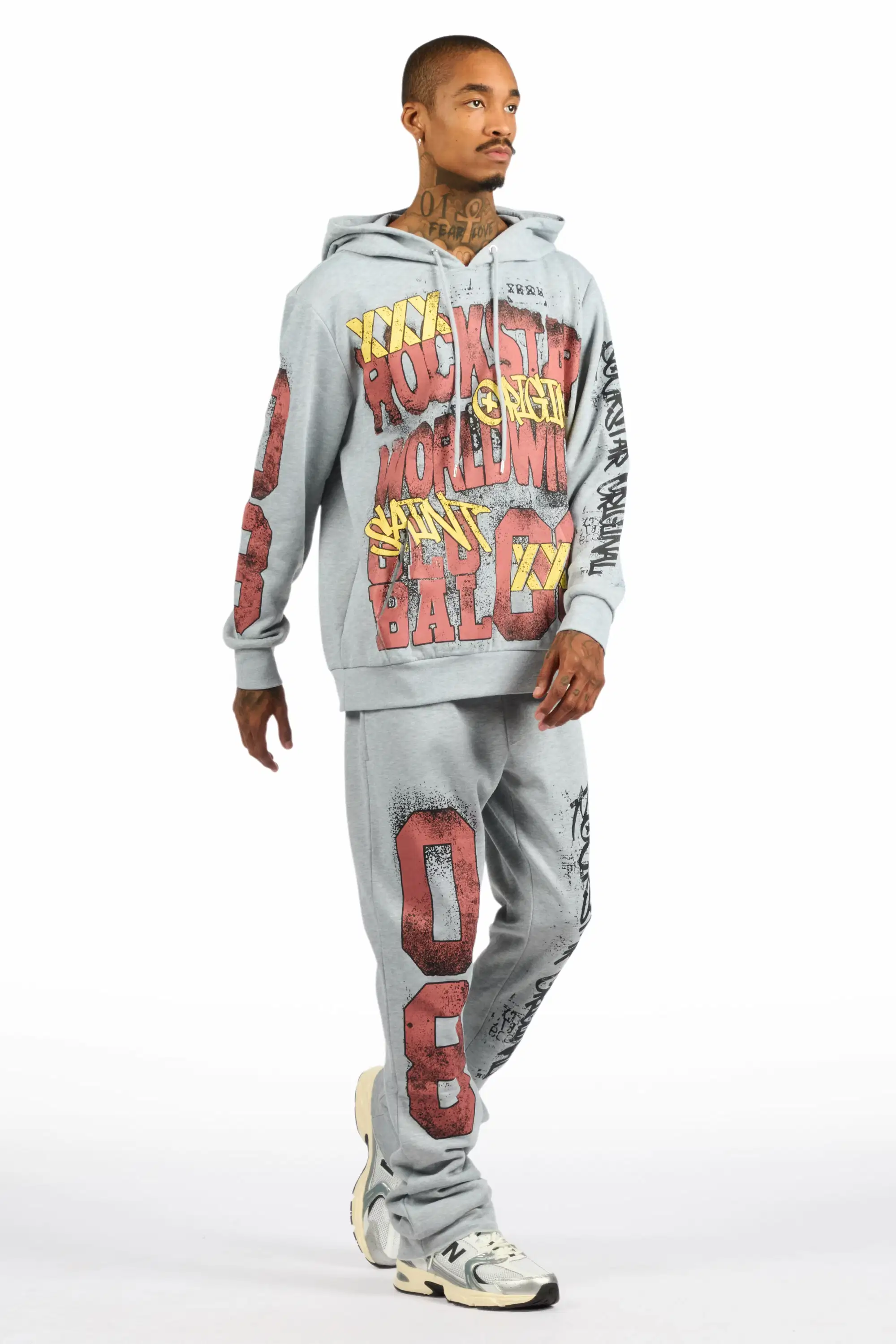 Parco Heather Grey Hoodie Stacked Track Set - Image 2