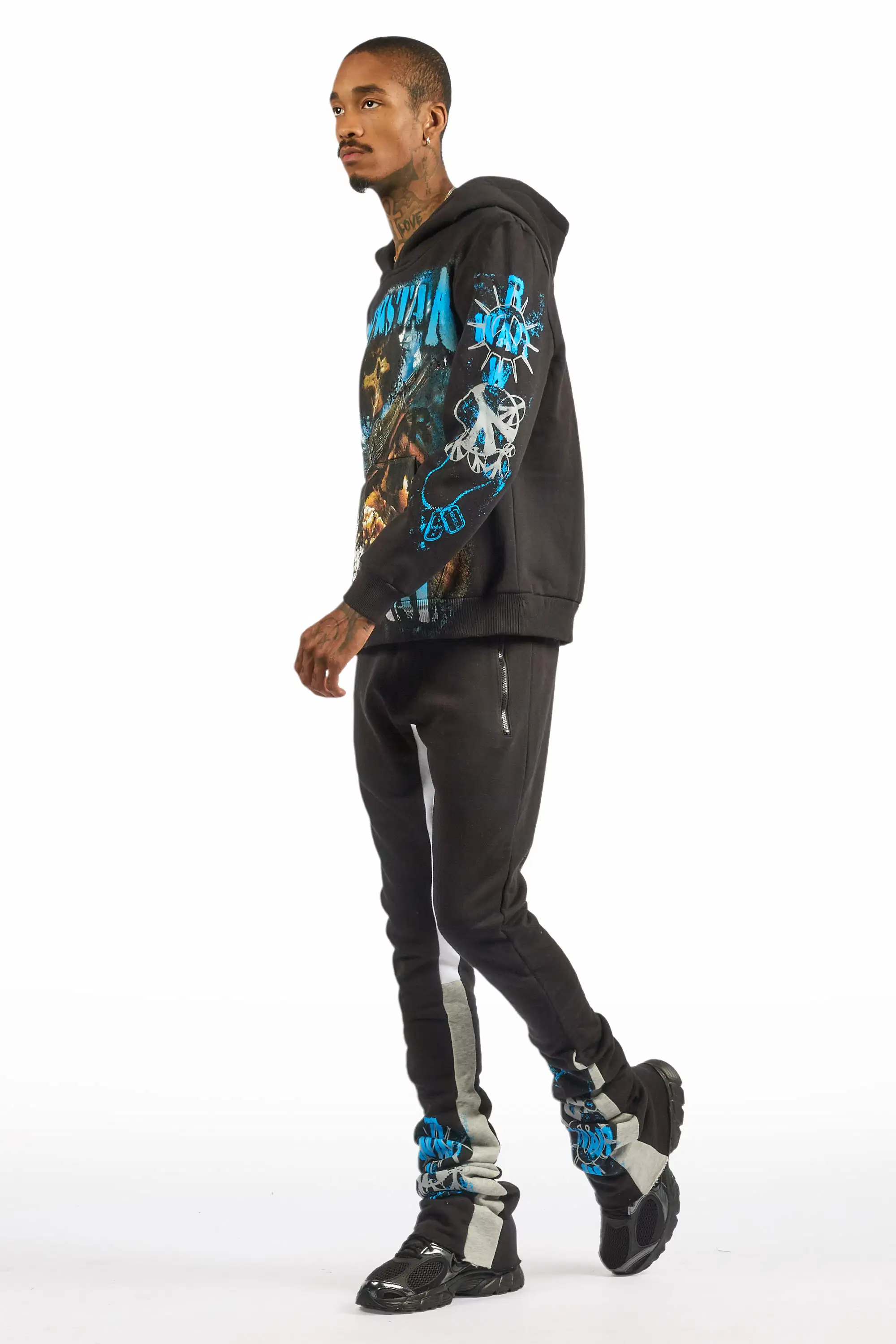 Zare Black/Blue Hoodie/Super Stacked Track Set - Image 5