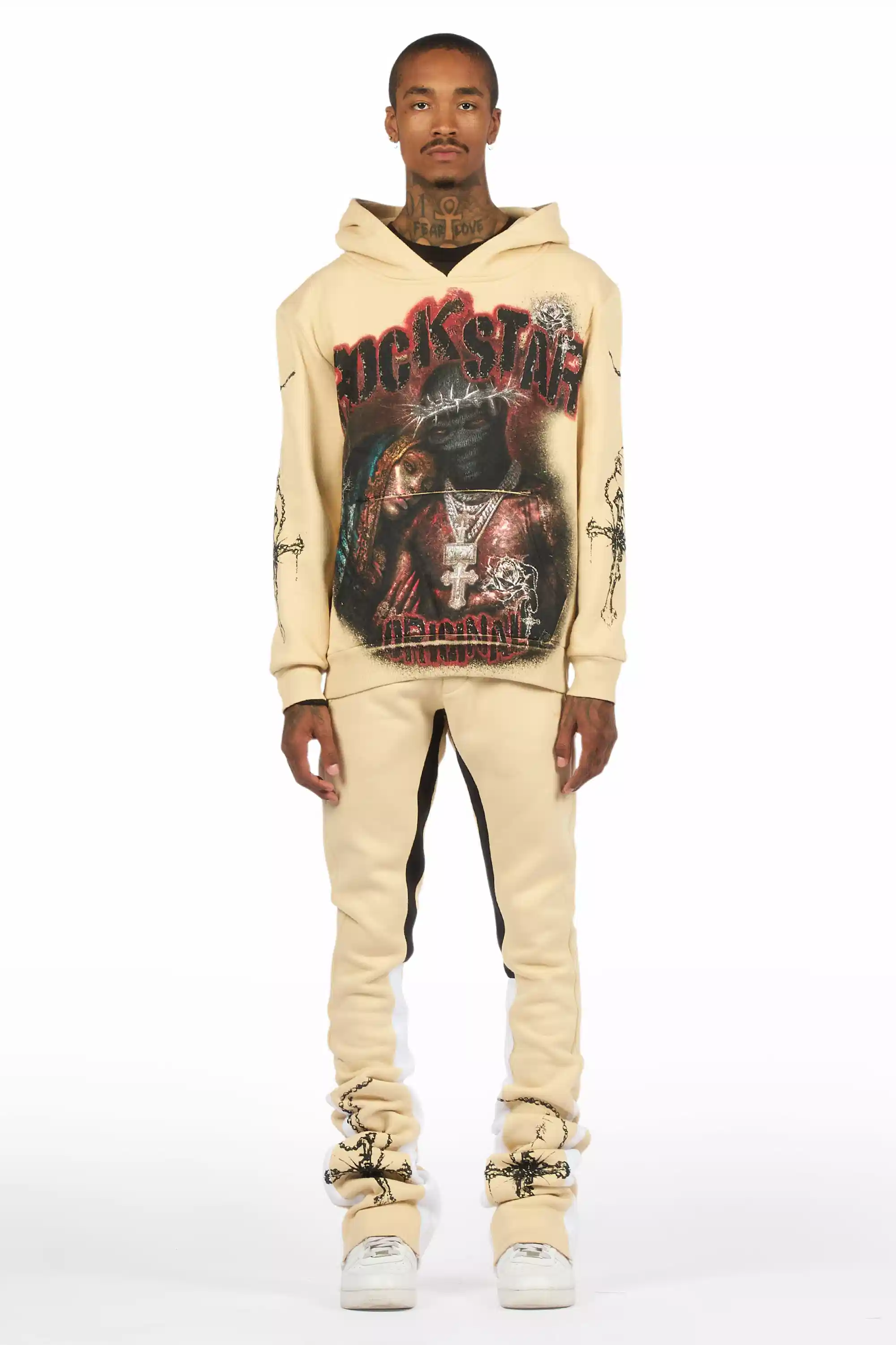 Vontae Beige/Black Hoodie/Super Stacked Track Set - Image 2