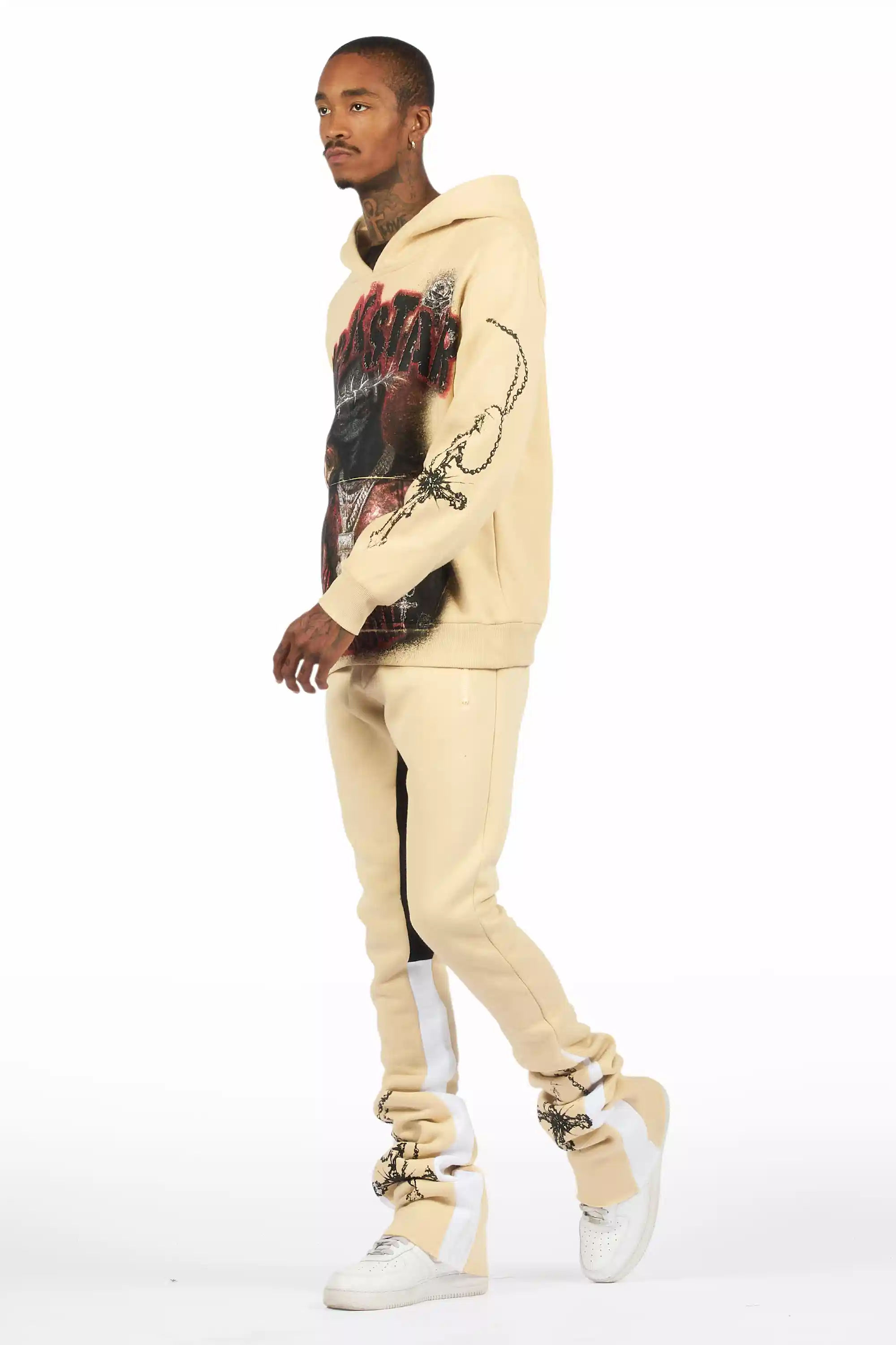 Vontae Beige/Black Hoodie/Super Stacked Track Set - Image 7