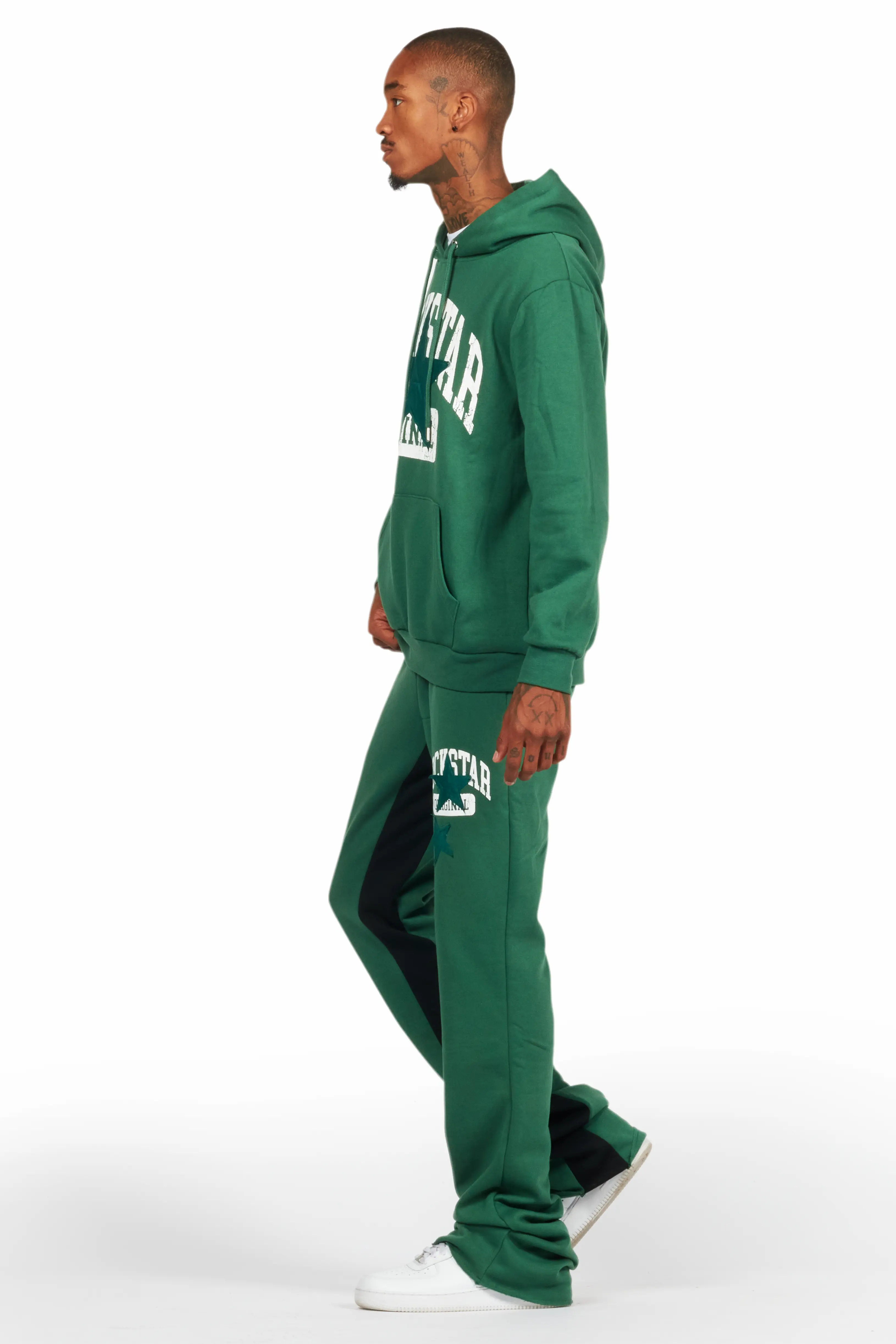 Mallor Green Baggy Stacked Hoodie Track Set - Image 5