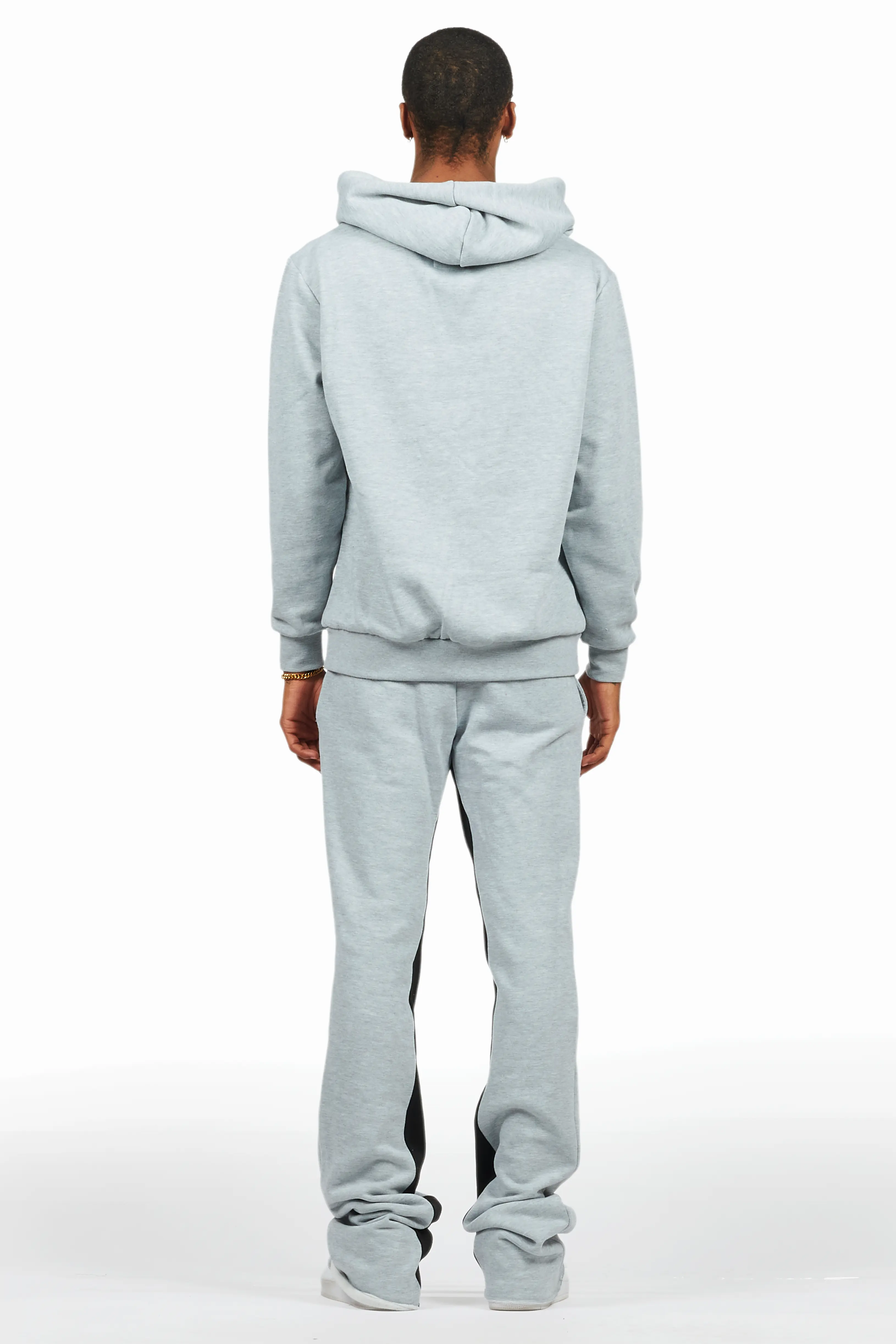 Mallor Heather Grey Baggy Stacked Hoodie Track Set - Image 4