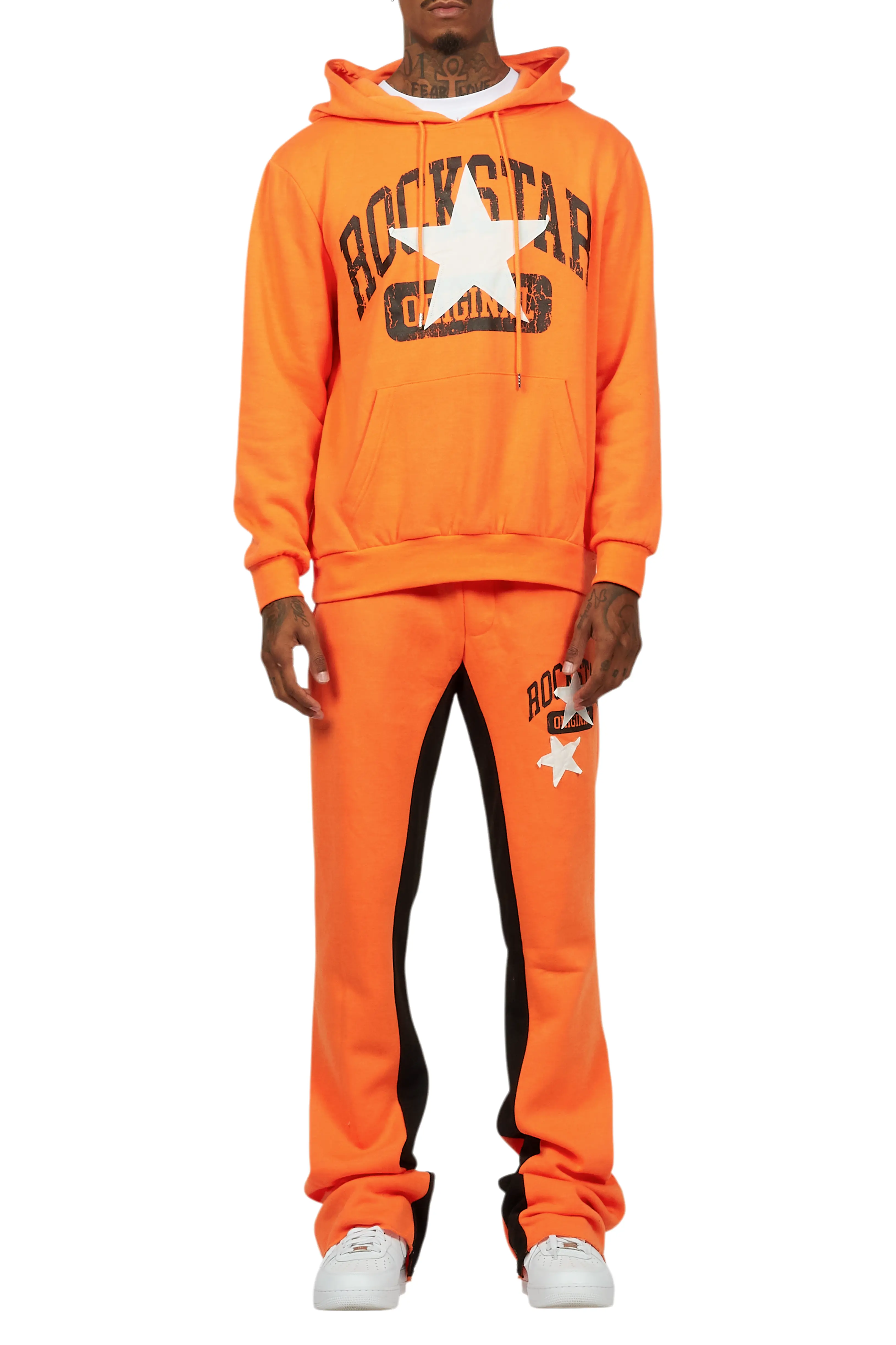 Mallor Orange Baggy Stacked Hoodie Track Set - Image 9