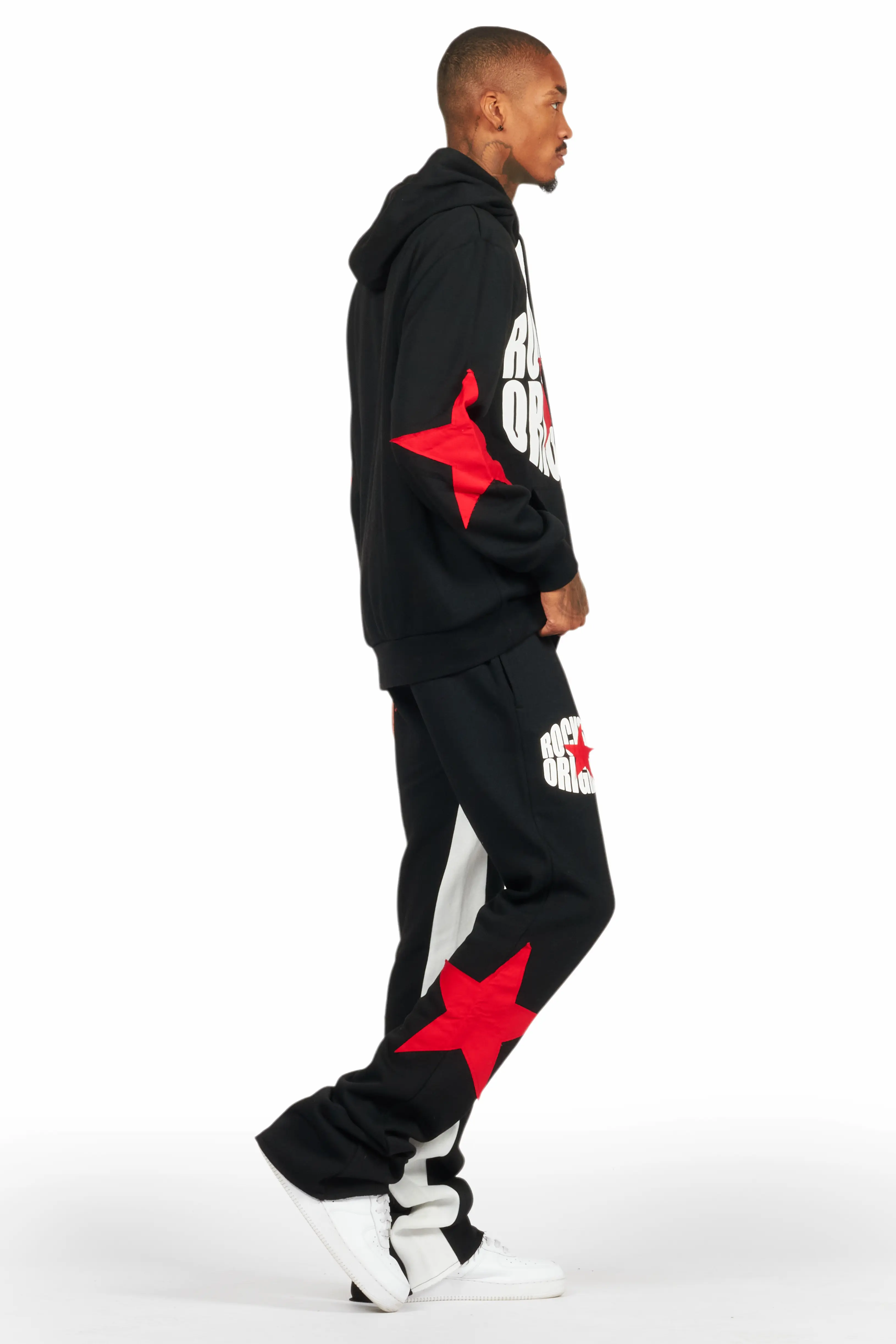States Black/Red Baggy Stacked Hoodie Track Set - Image 8