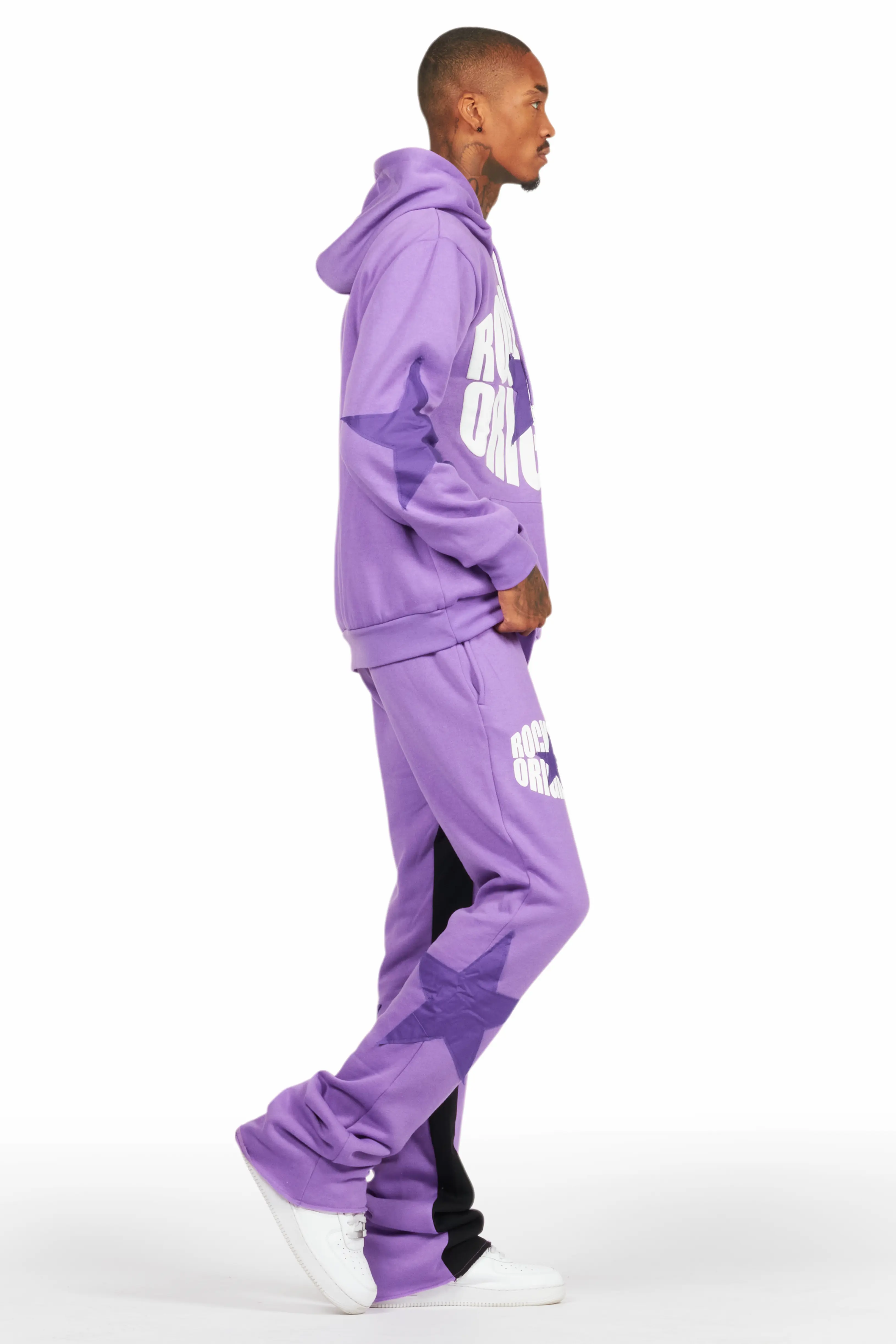 States Purple Baggy Stacked Hoodie Track Set - Image 3