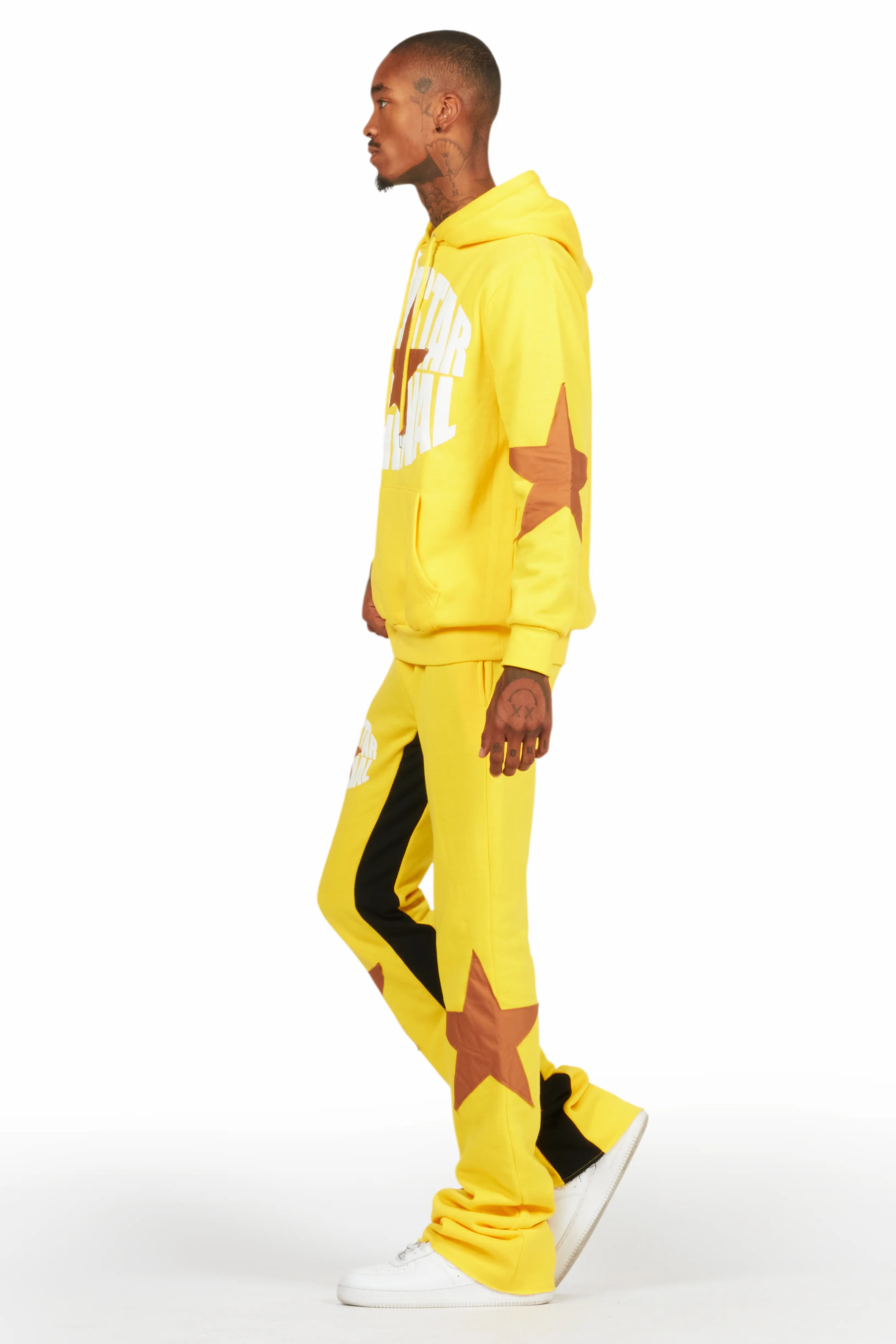 States Yellow Baggy Stacked Hoodie Track Set - Image 5