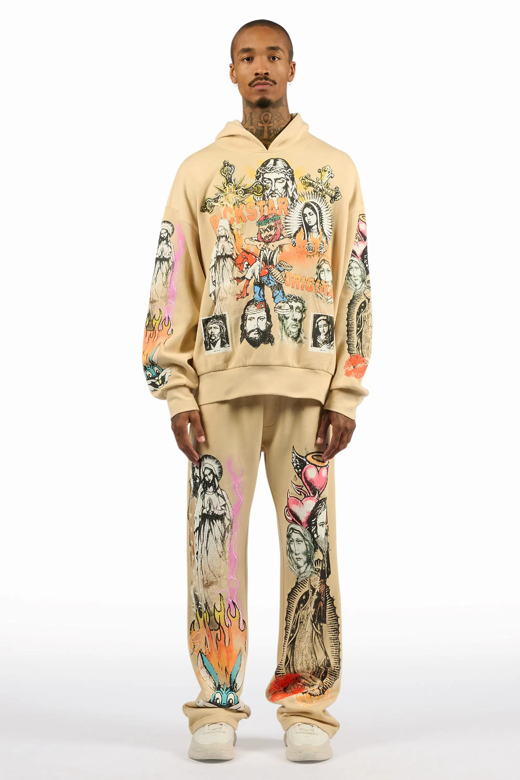 Diyos Beige Hoodie/Baggy Pant Track Set