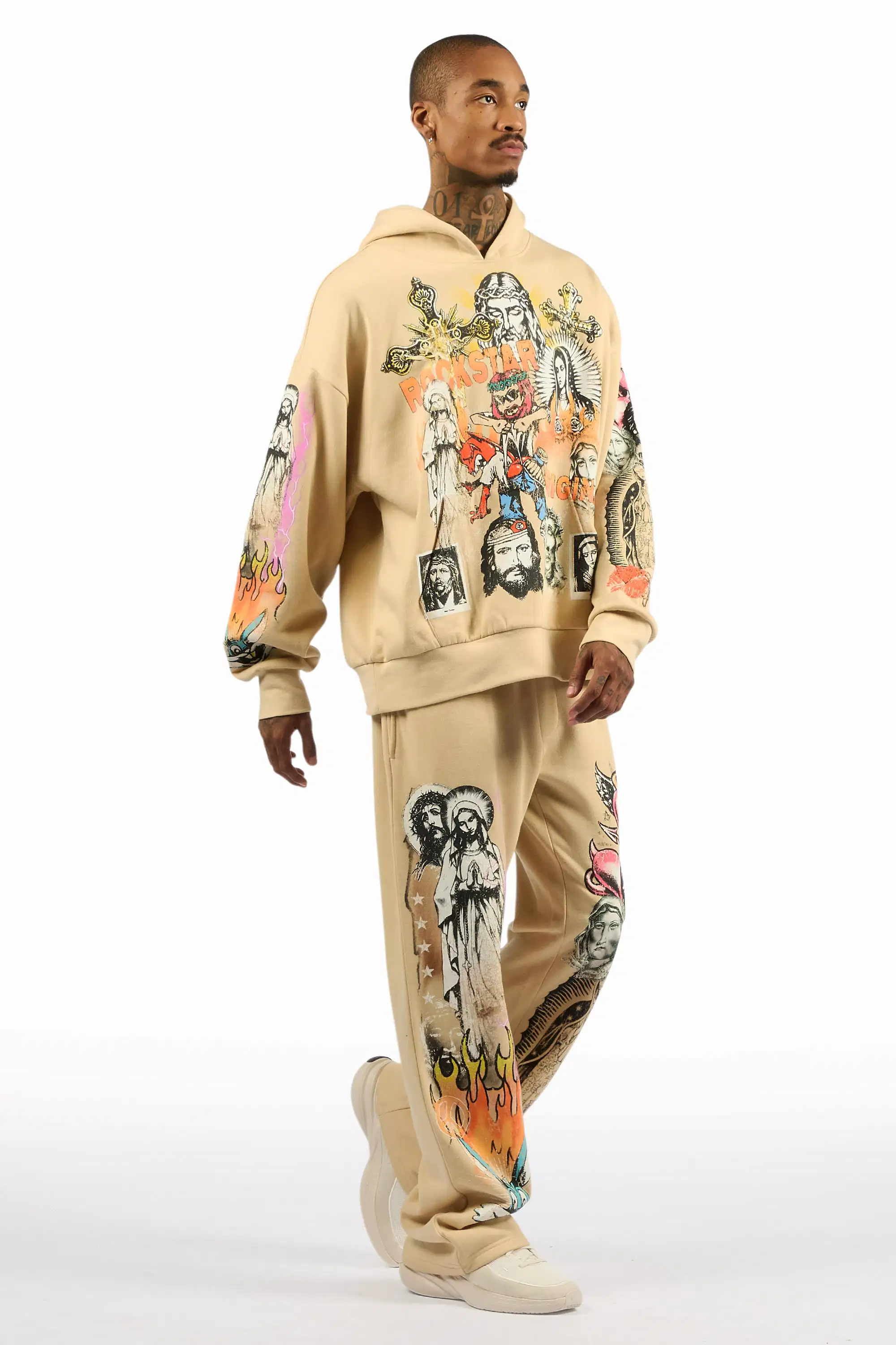 Diyos Beige Hoodie/Baggy Pant Track Set - Image 3