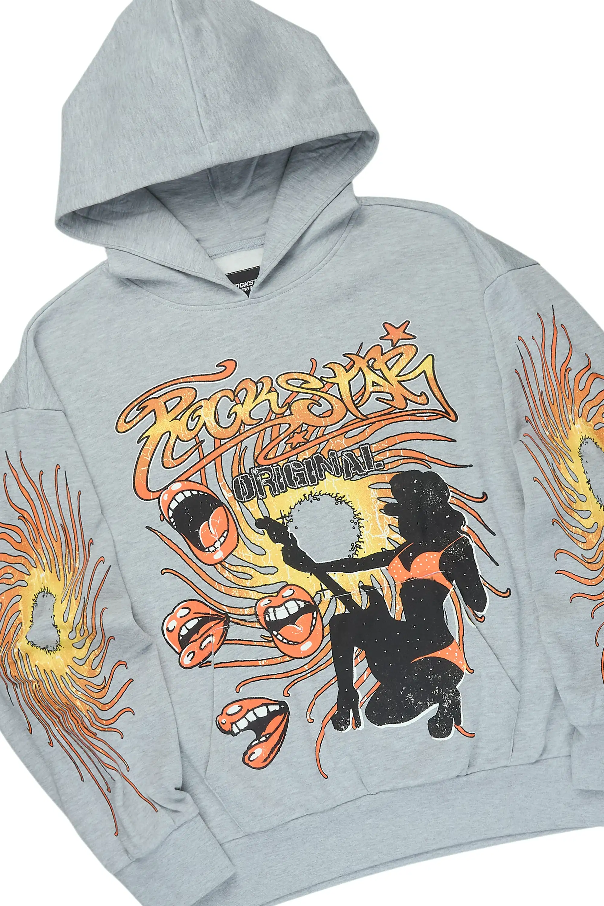 Rock n Roll Heather Grey Hoodie/Baggy Pant Track Set - Image 6