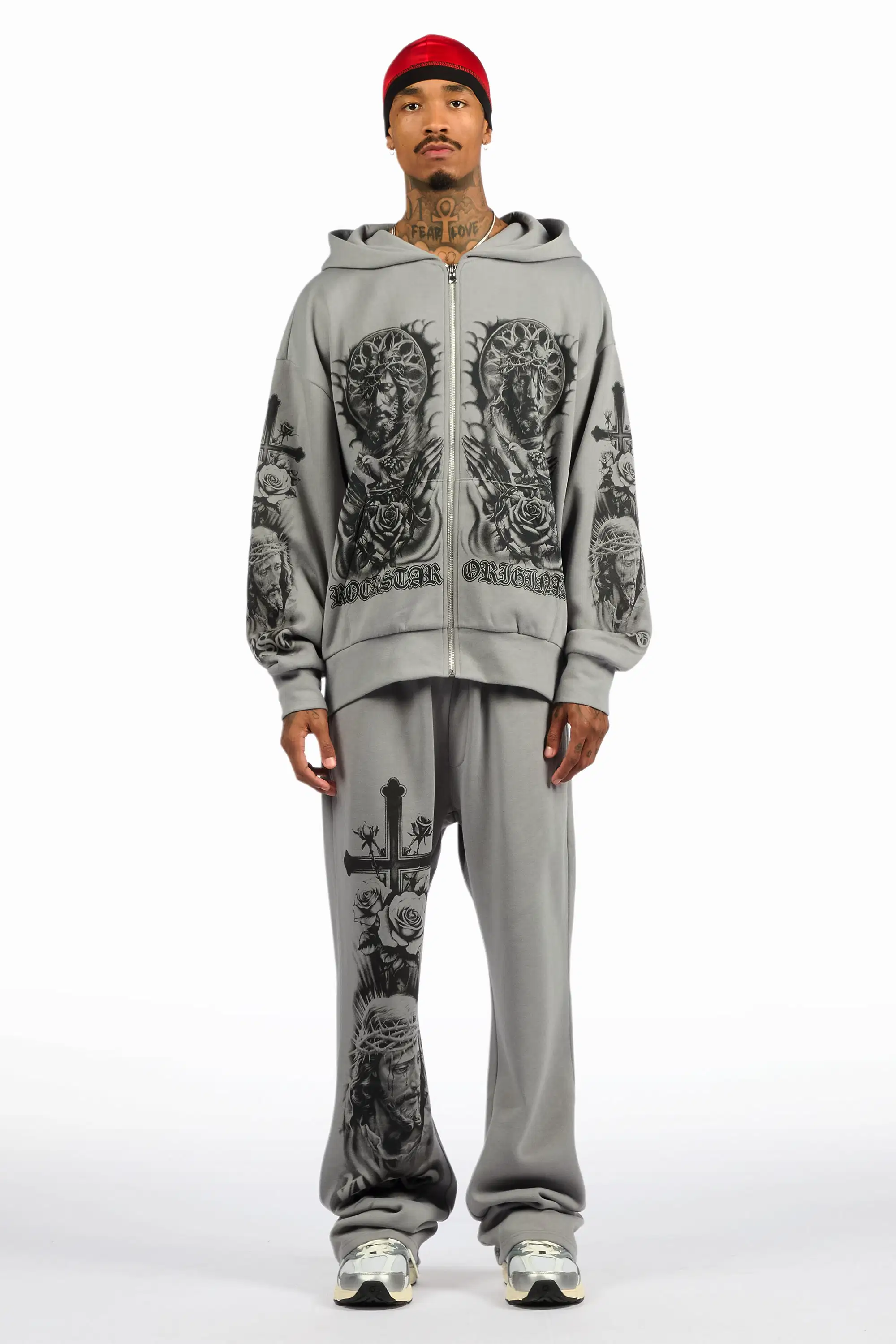 Blasted Grey Hoodie/Baggy Pant Track Set - Image 2