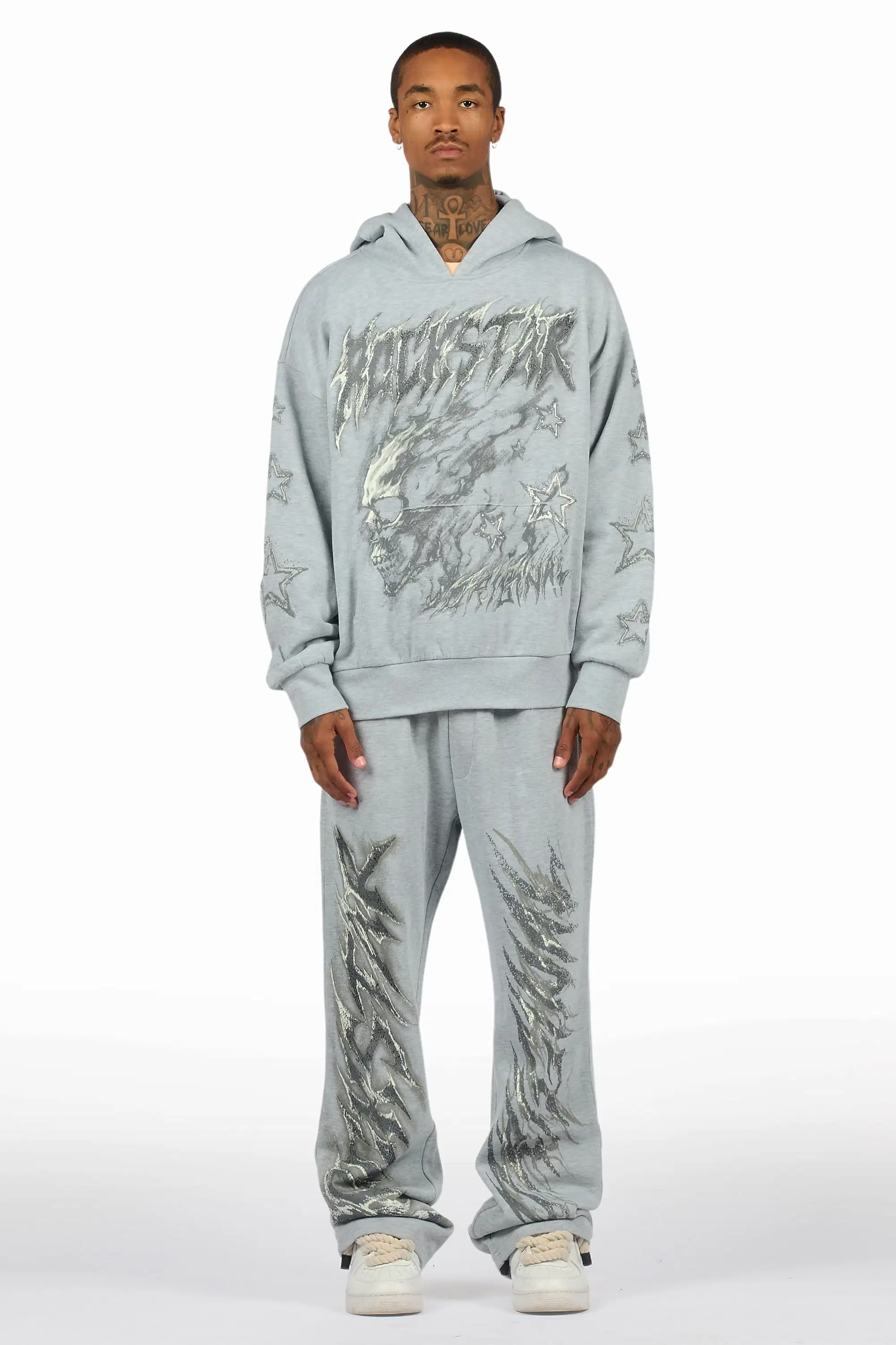 Jantra Heather Grey Hoodie/Baggy Pant Track Set - Image 2