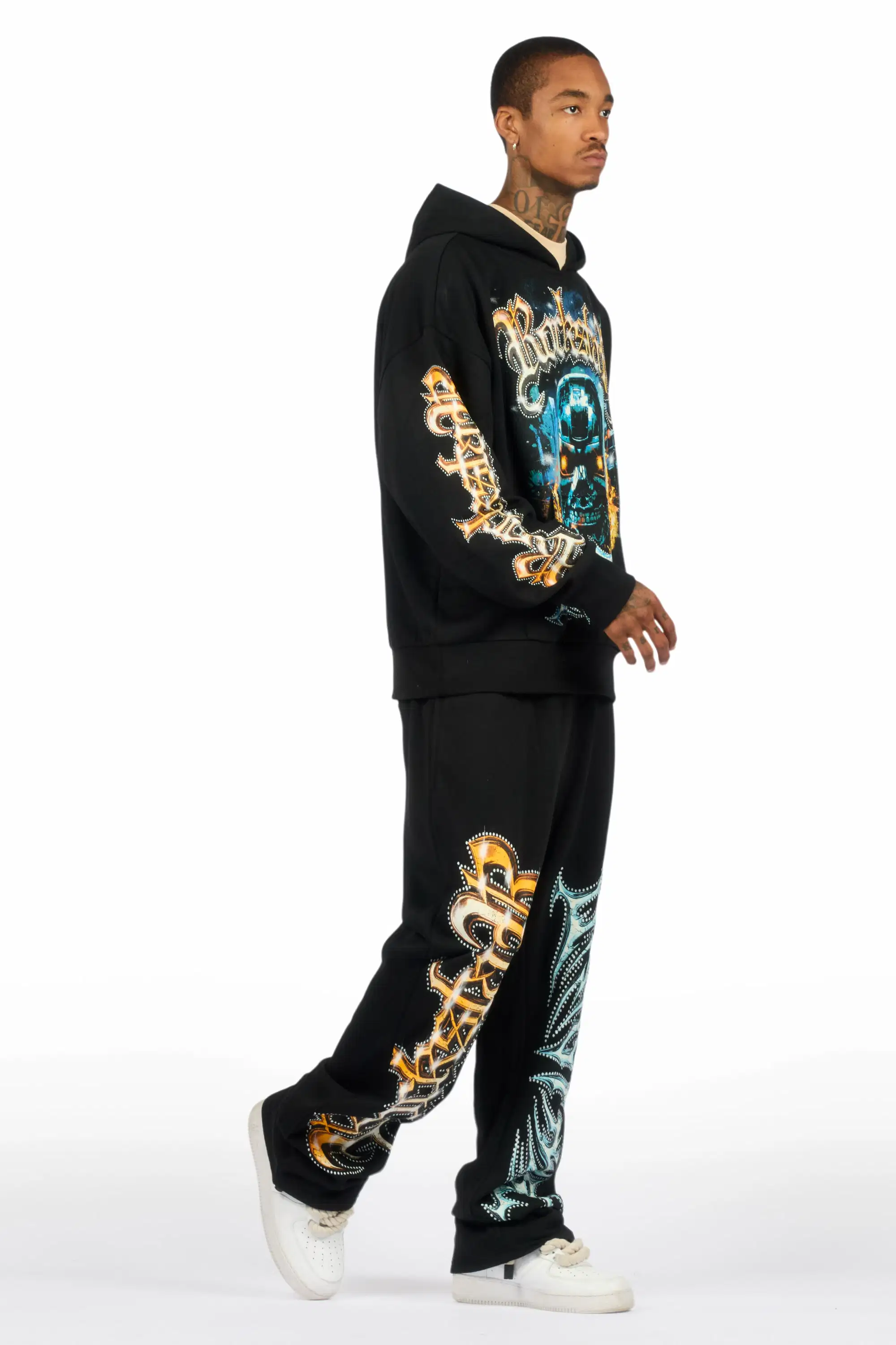 Mesin Black Hoodie/Baggy Pant Track Set - Image 3