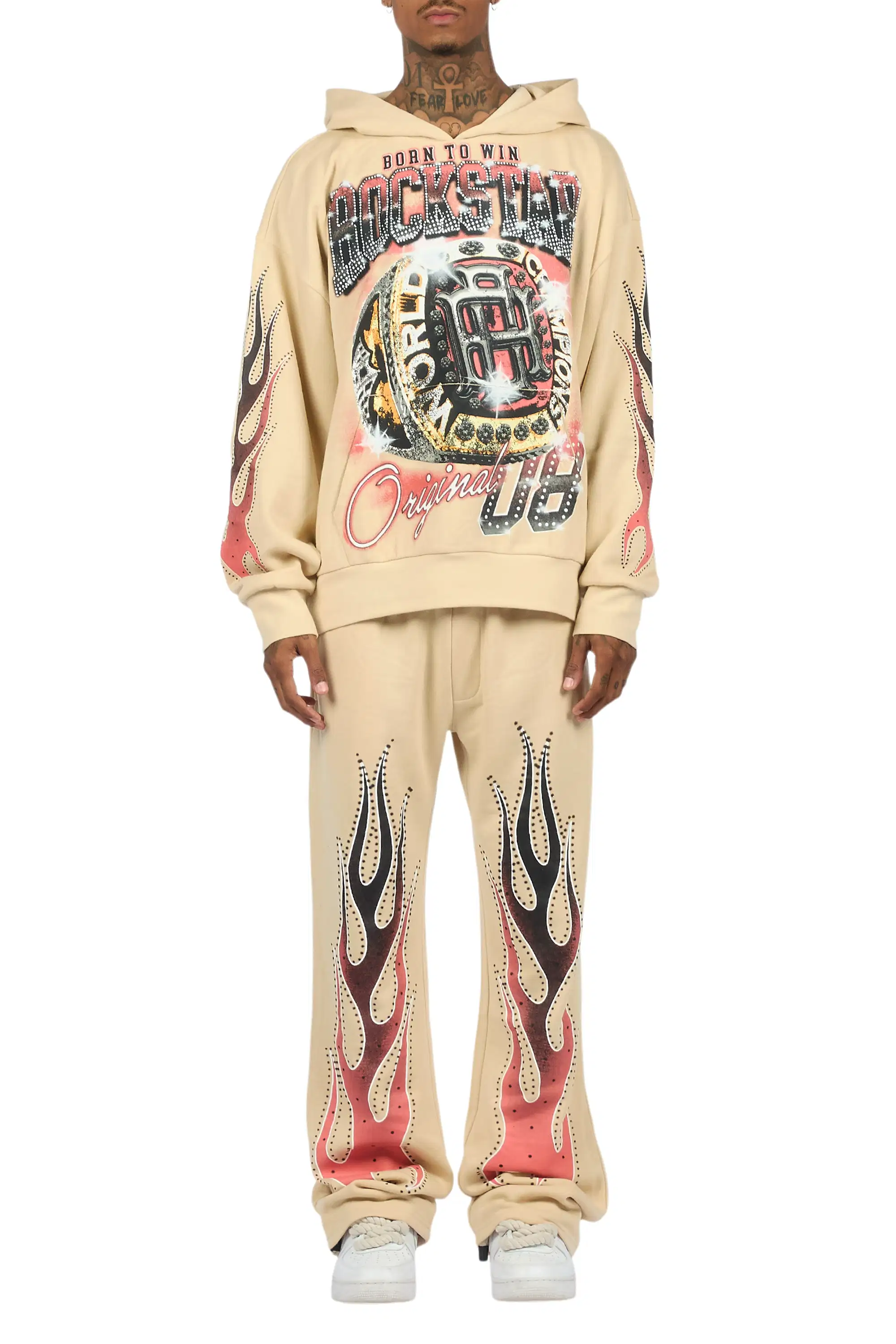 Glans Beige Hoodie/Baggy Pant Track Set - Image 10