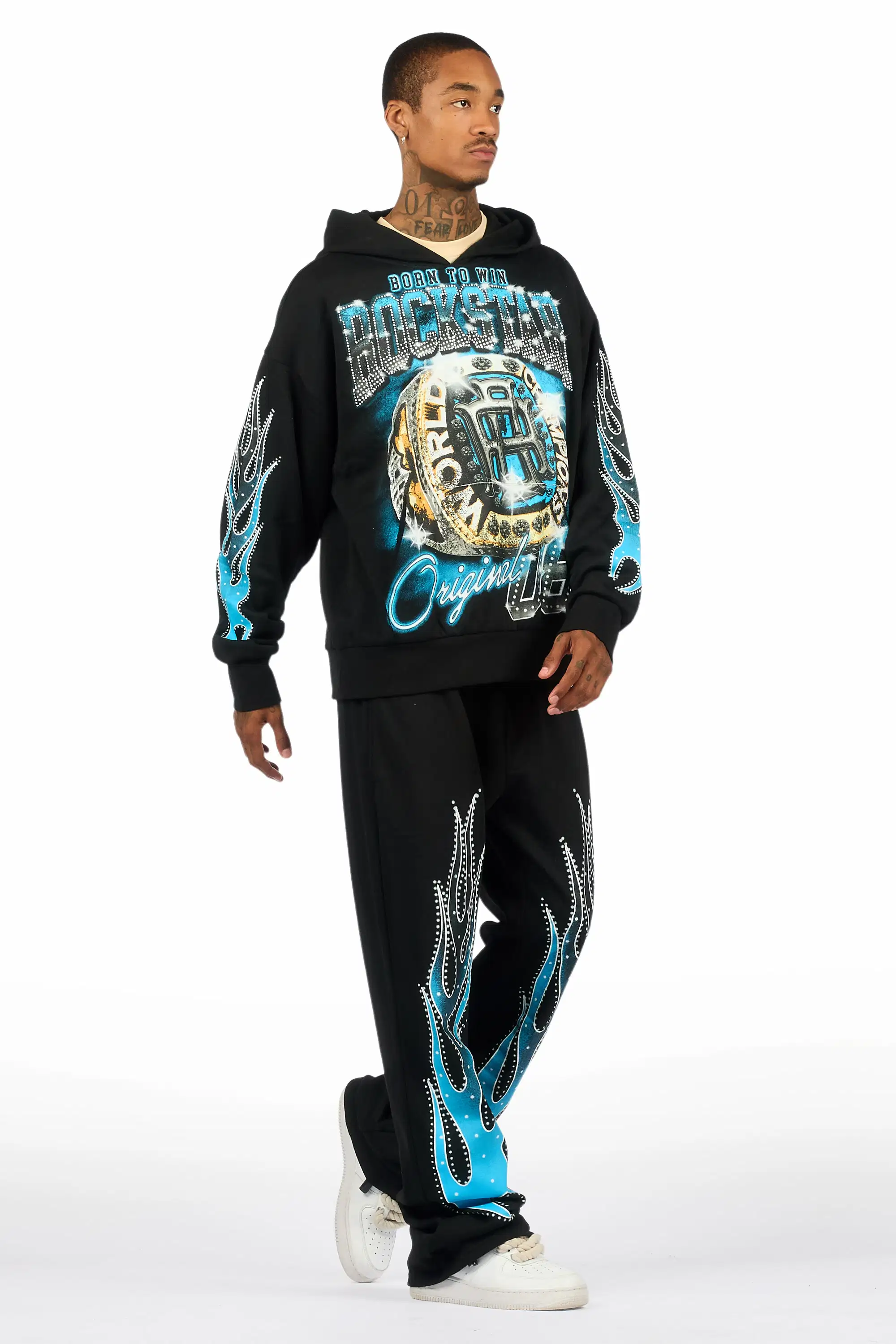 Glans Black Hoodie/Baggy Pant Track Set - Image 6