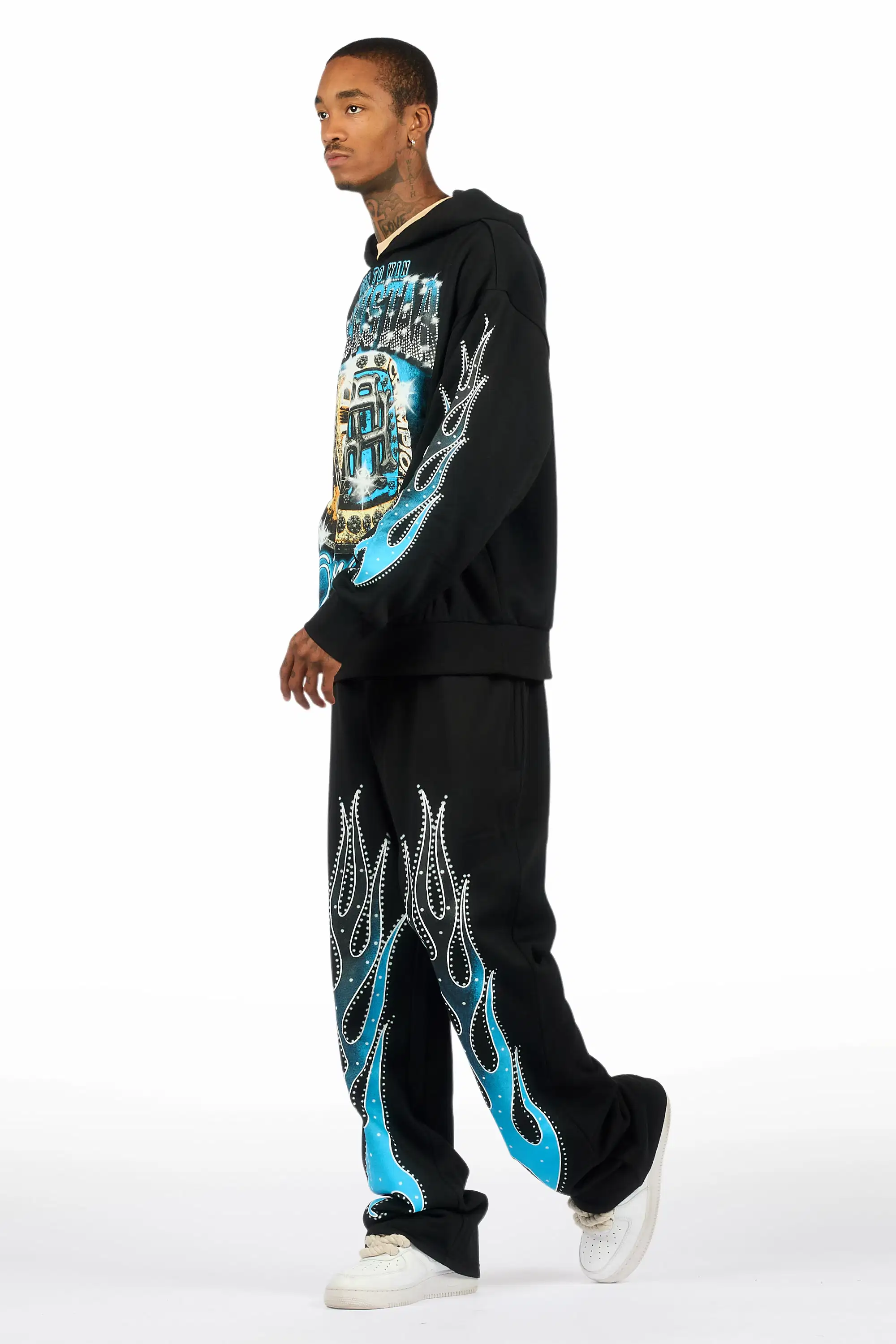 Glans Black Hoodie/Baggy Pant Track Set - Image 8