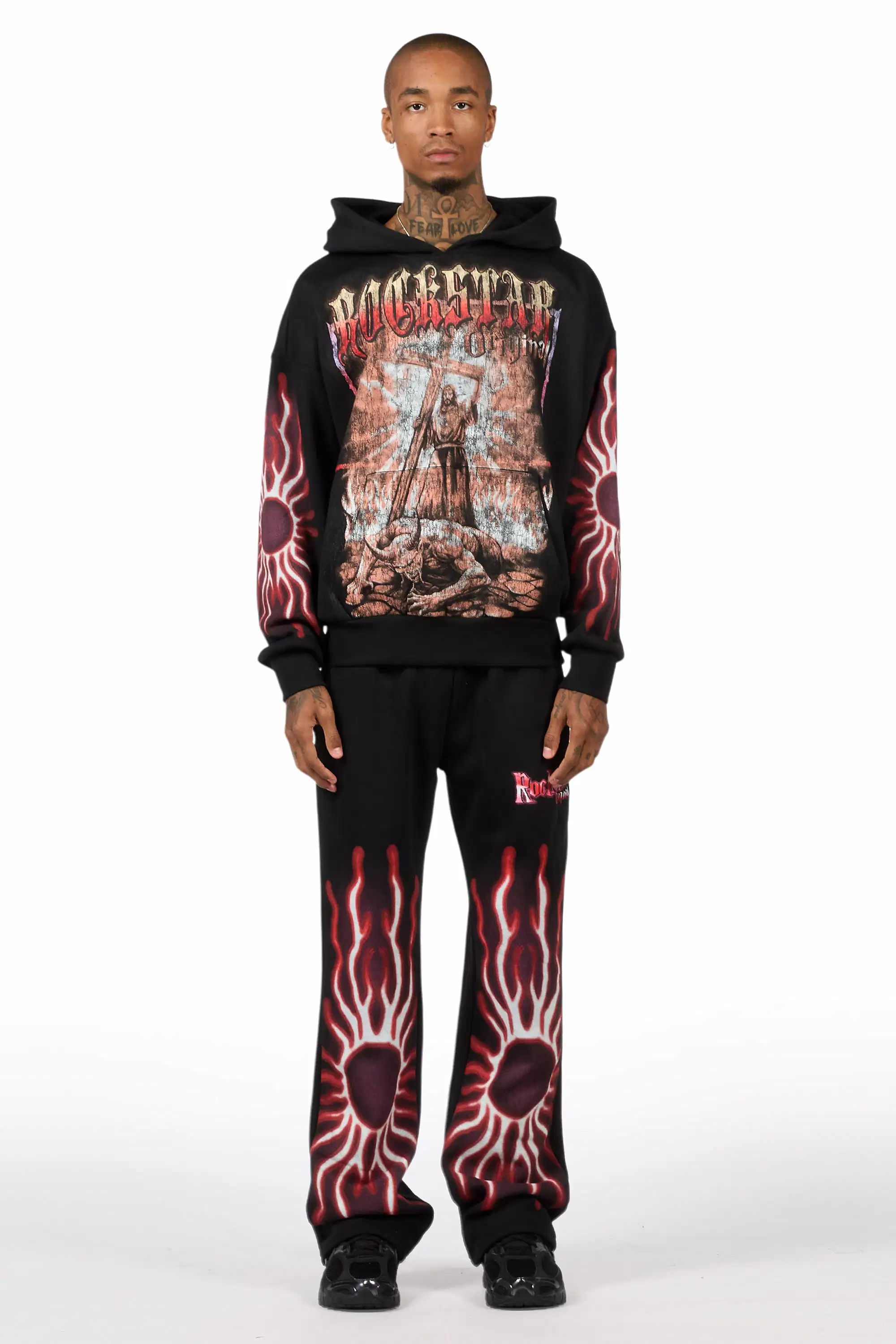 Blazer Black/Red Hoodie/Baggy Pant Track Set - Image 2