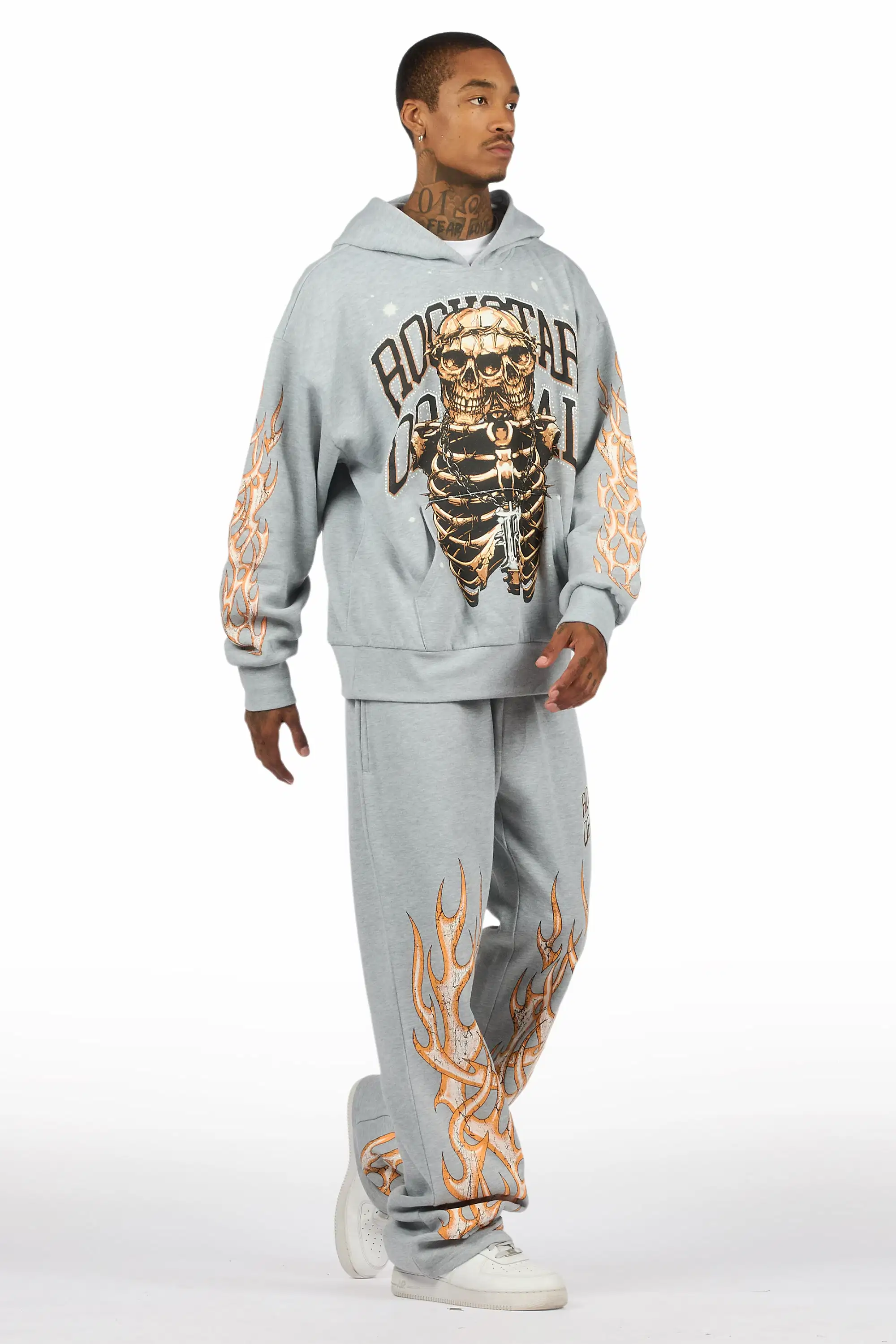 Kaizel Heather Grey Hoodie/Baggy Pant Track Set - Image 4