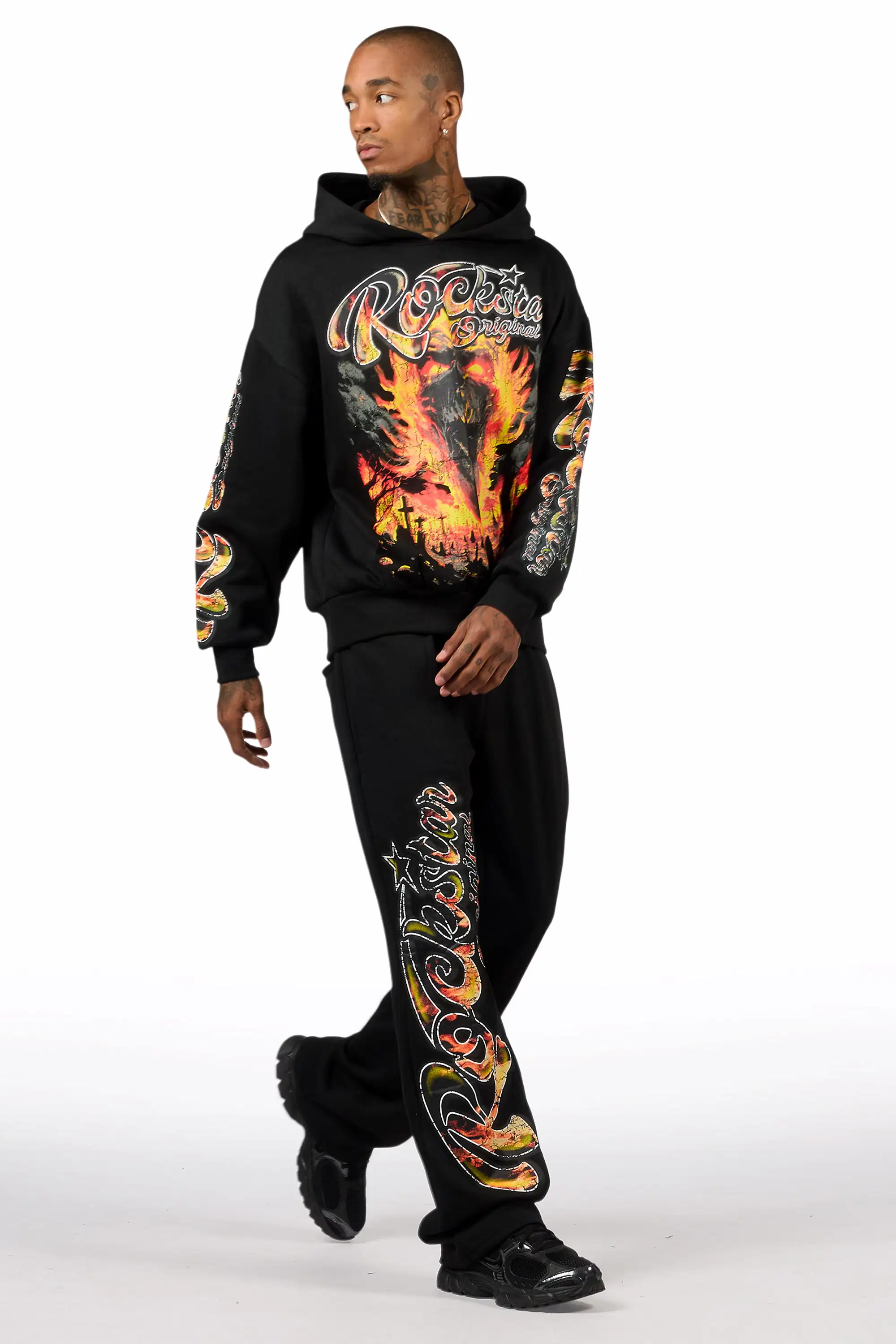 Flamer Black Hoodie/Baggy Pant Track Set - Image 3