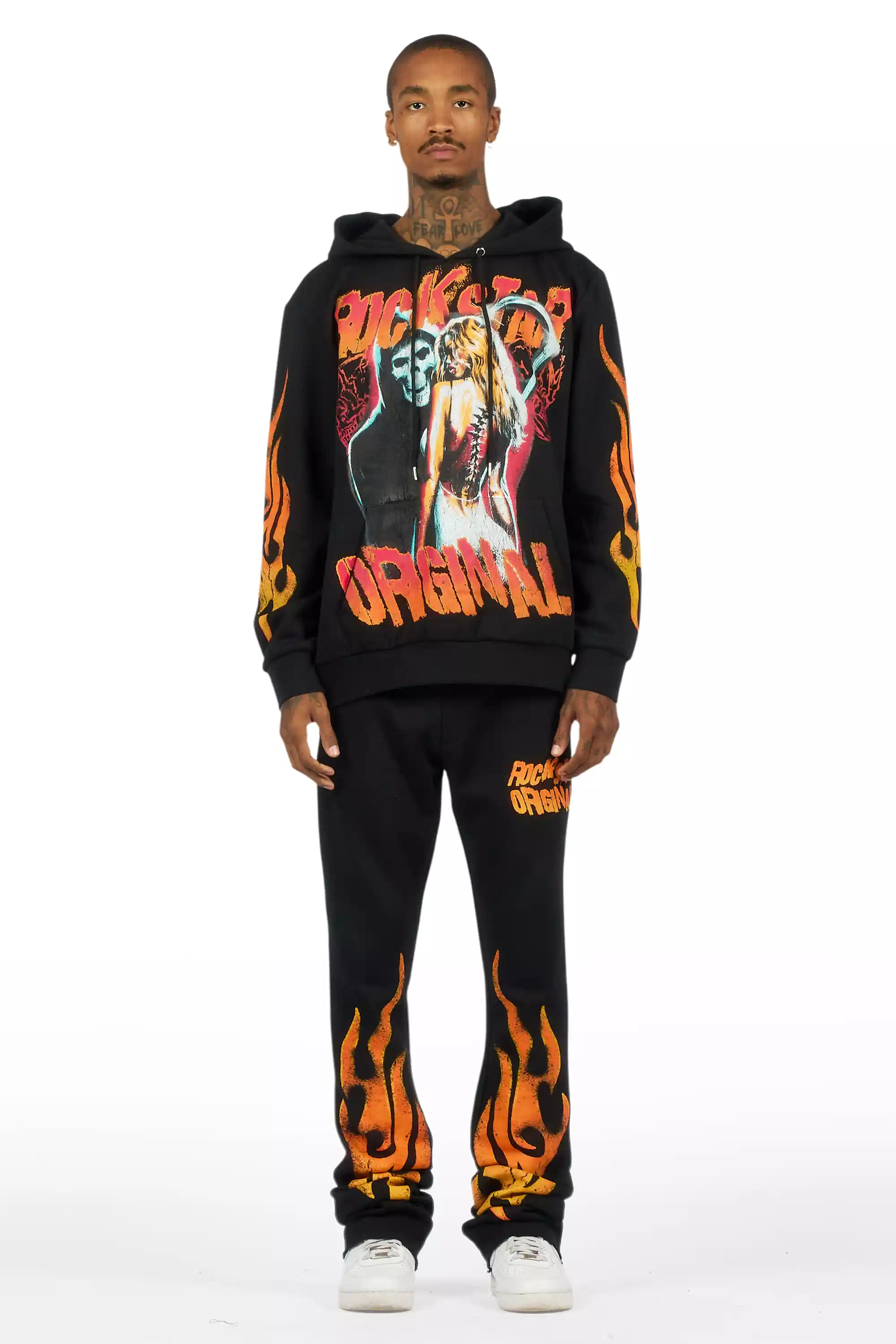 Zo Black Hoodie/Stacked Pant Track Set - Image 2