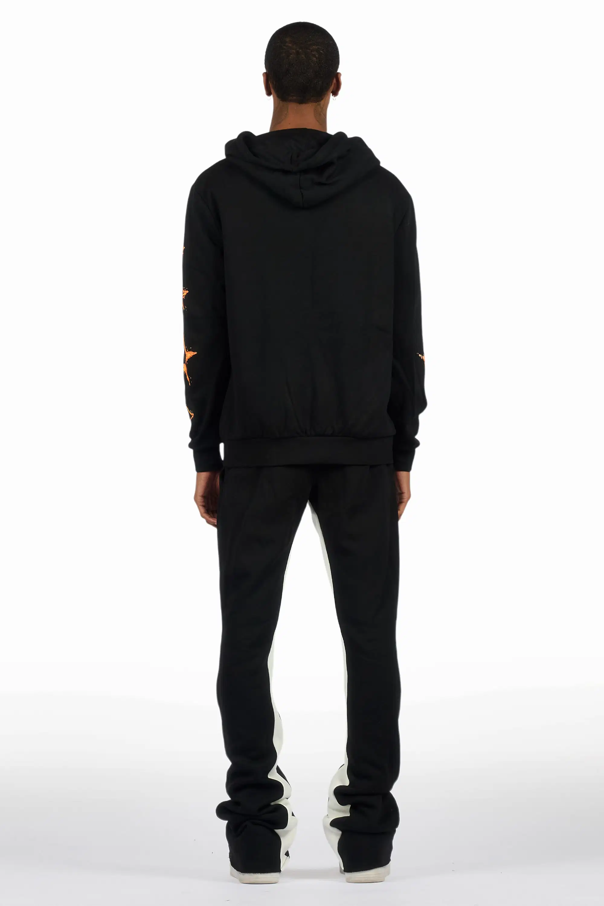Nelz Black/Orange Graphic Hoodie/Baggy Track Pant Set - Image 4