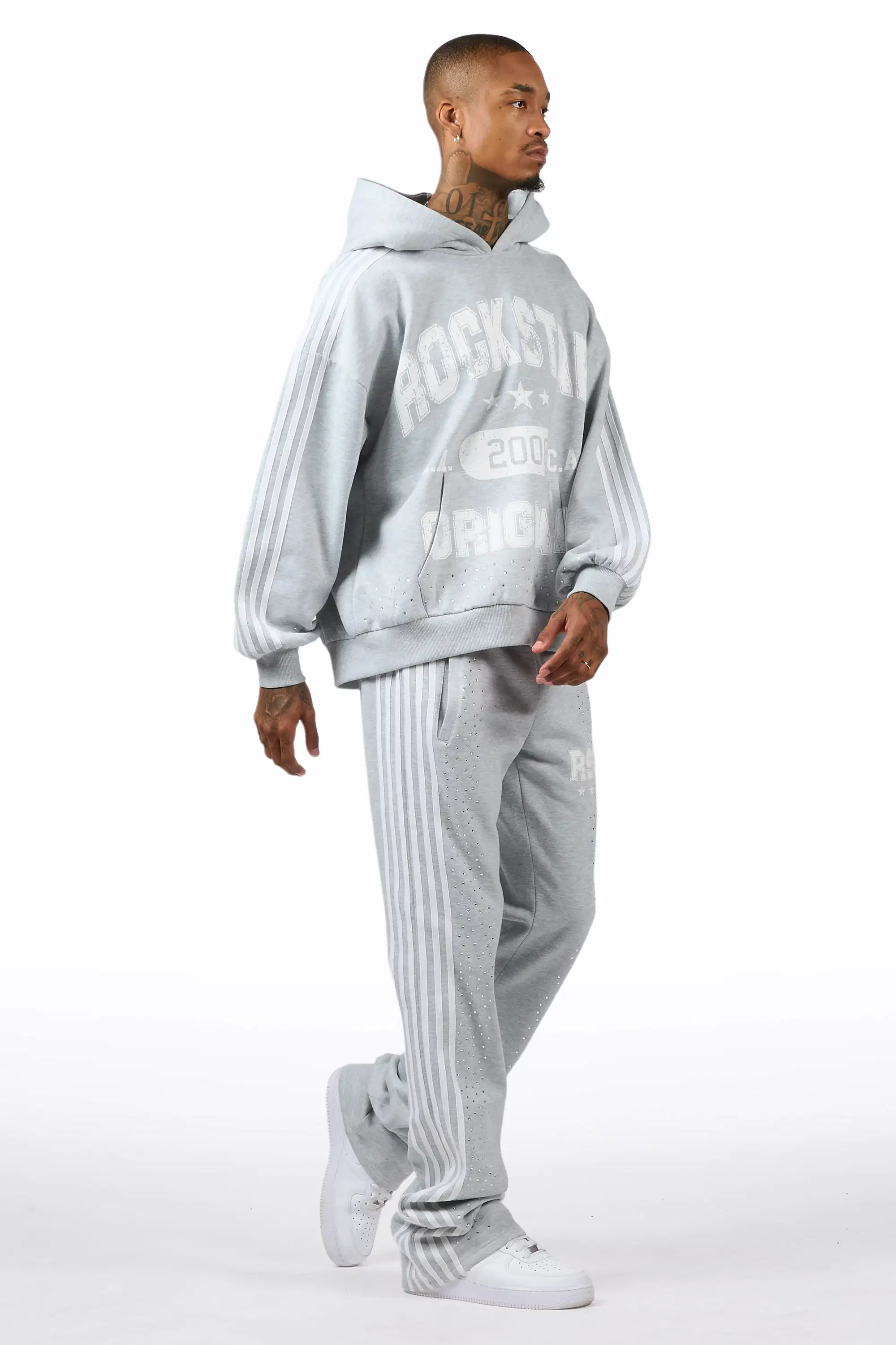 Tylla Grey Rhinestone Hoodie/Baggy Pant Track Set - Image 4