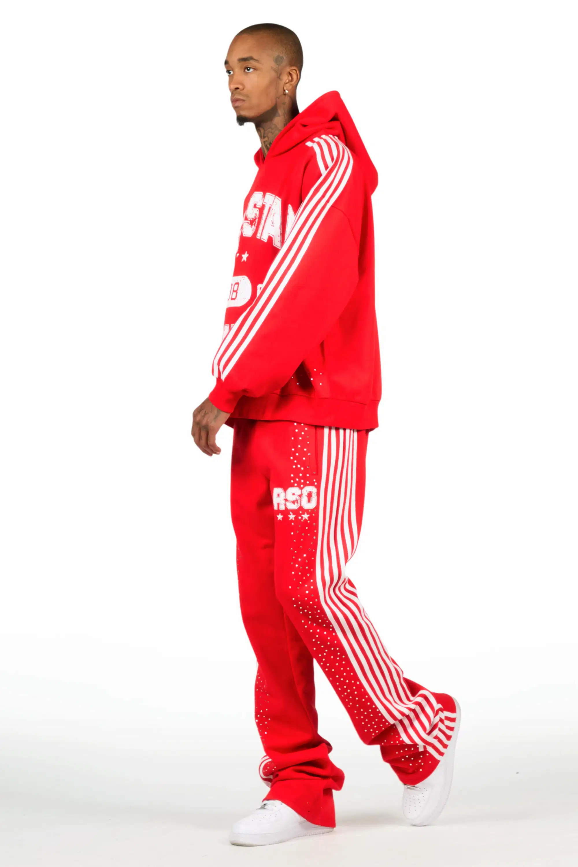 Tylla Red Rhinestone Hoodie/Baggy Pant Track Set - Image 10