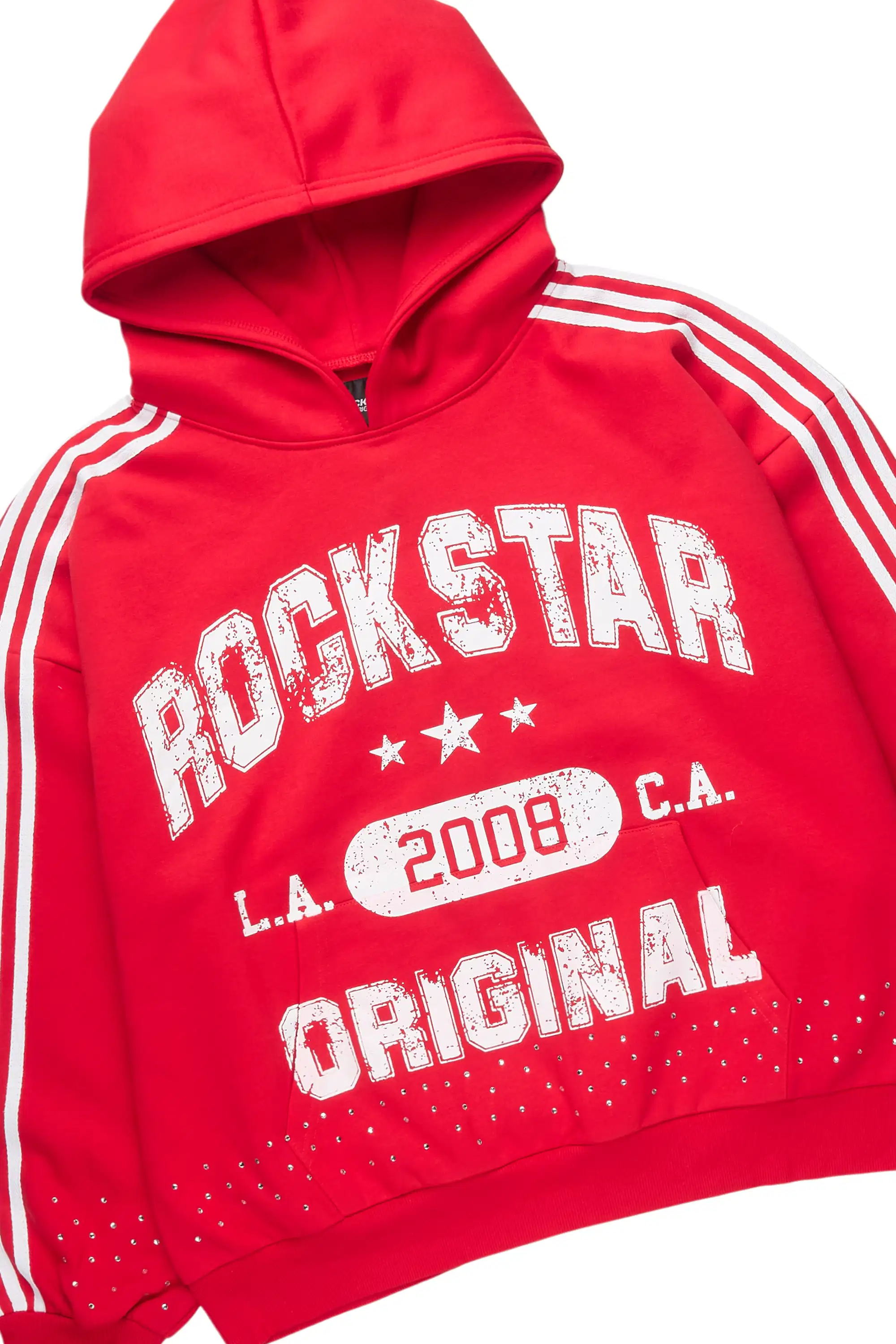Tylla Red Rhinestone Hoodie/Baggy Pant Track Set - Image 7