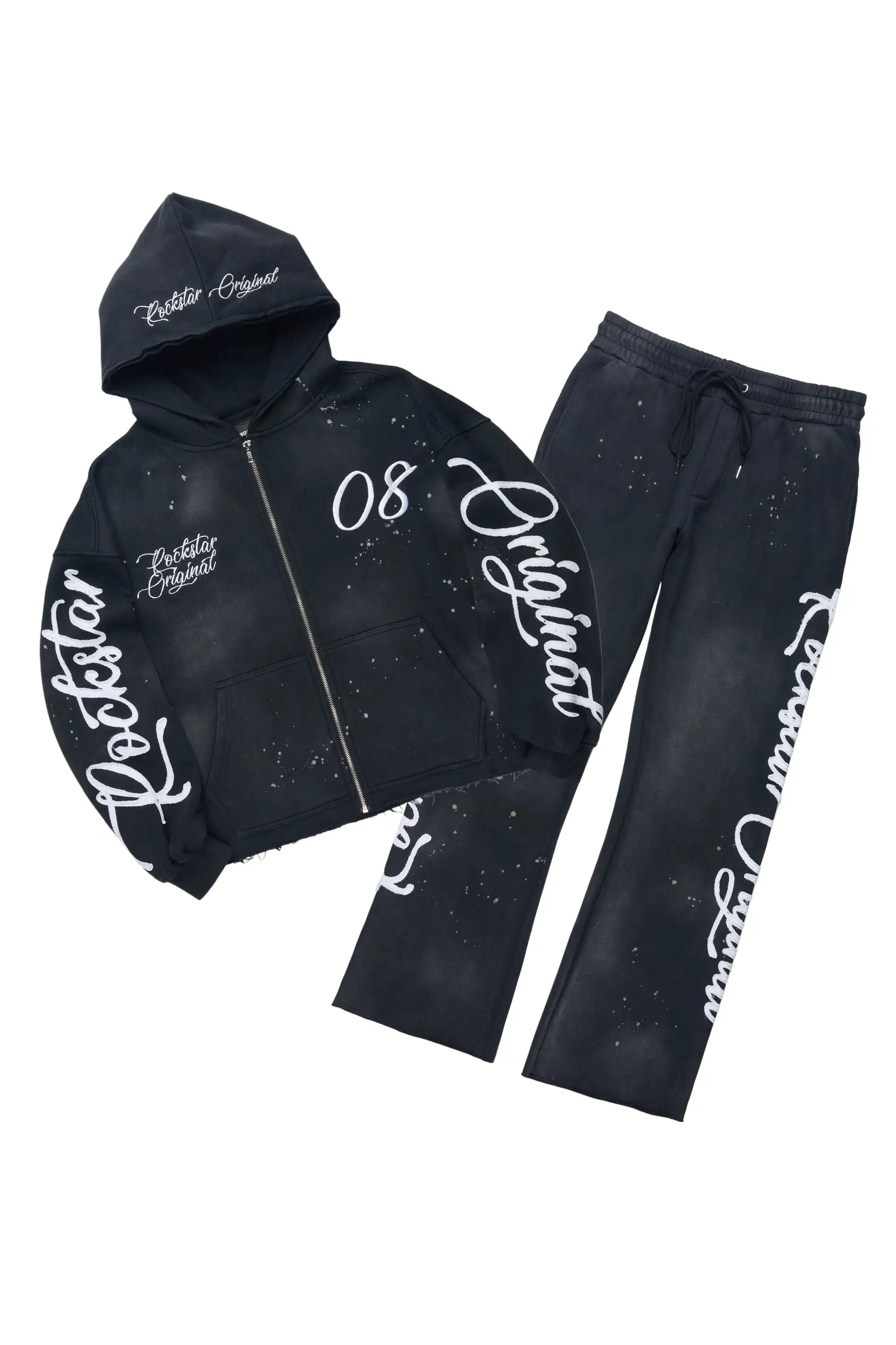 Hanif Vintage Black Hoodie/Stacked Pant Track Set