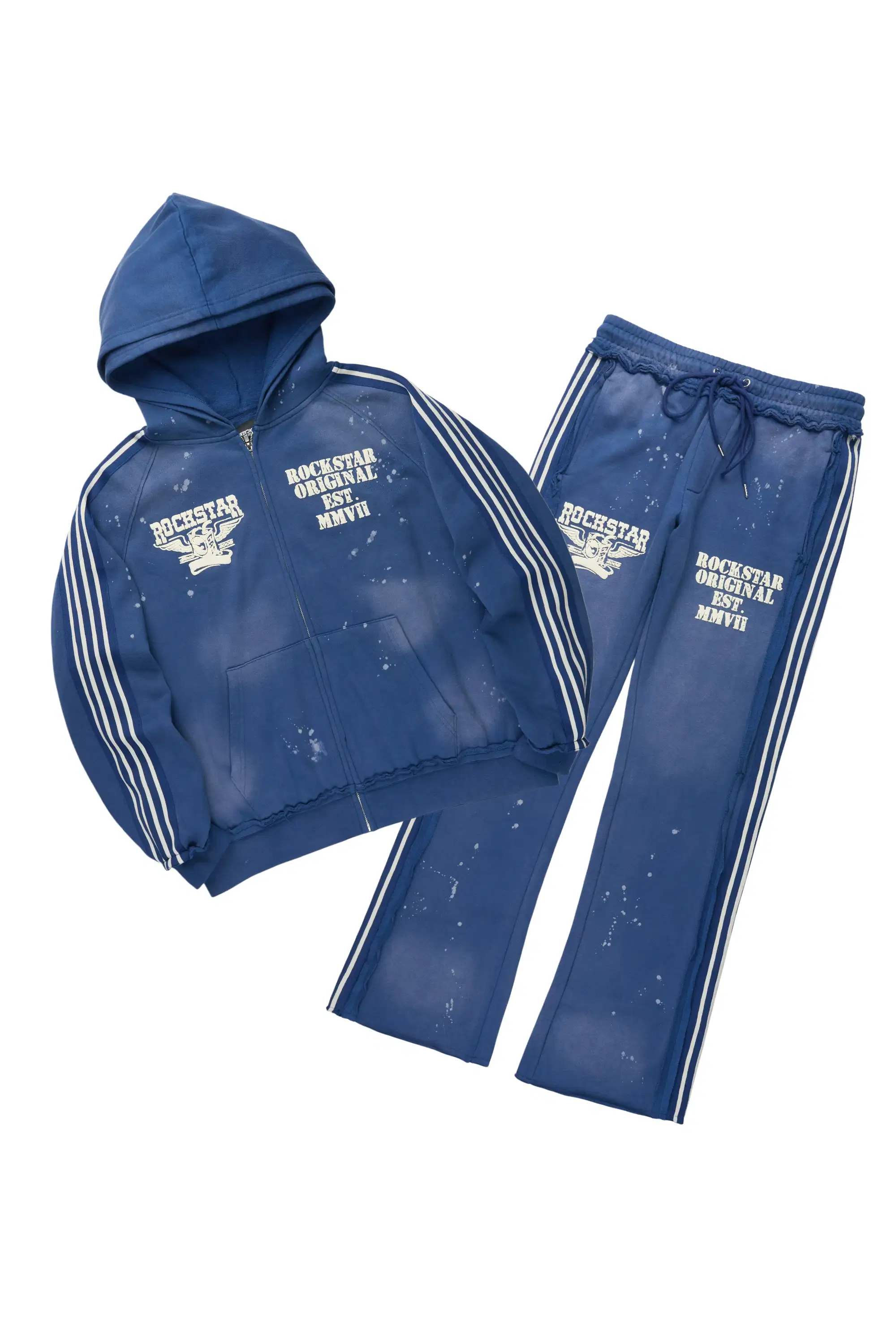 Manier Vintage Navy Hoodie/Stacked Pant Track Set