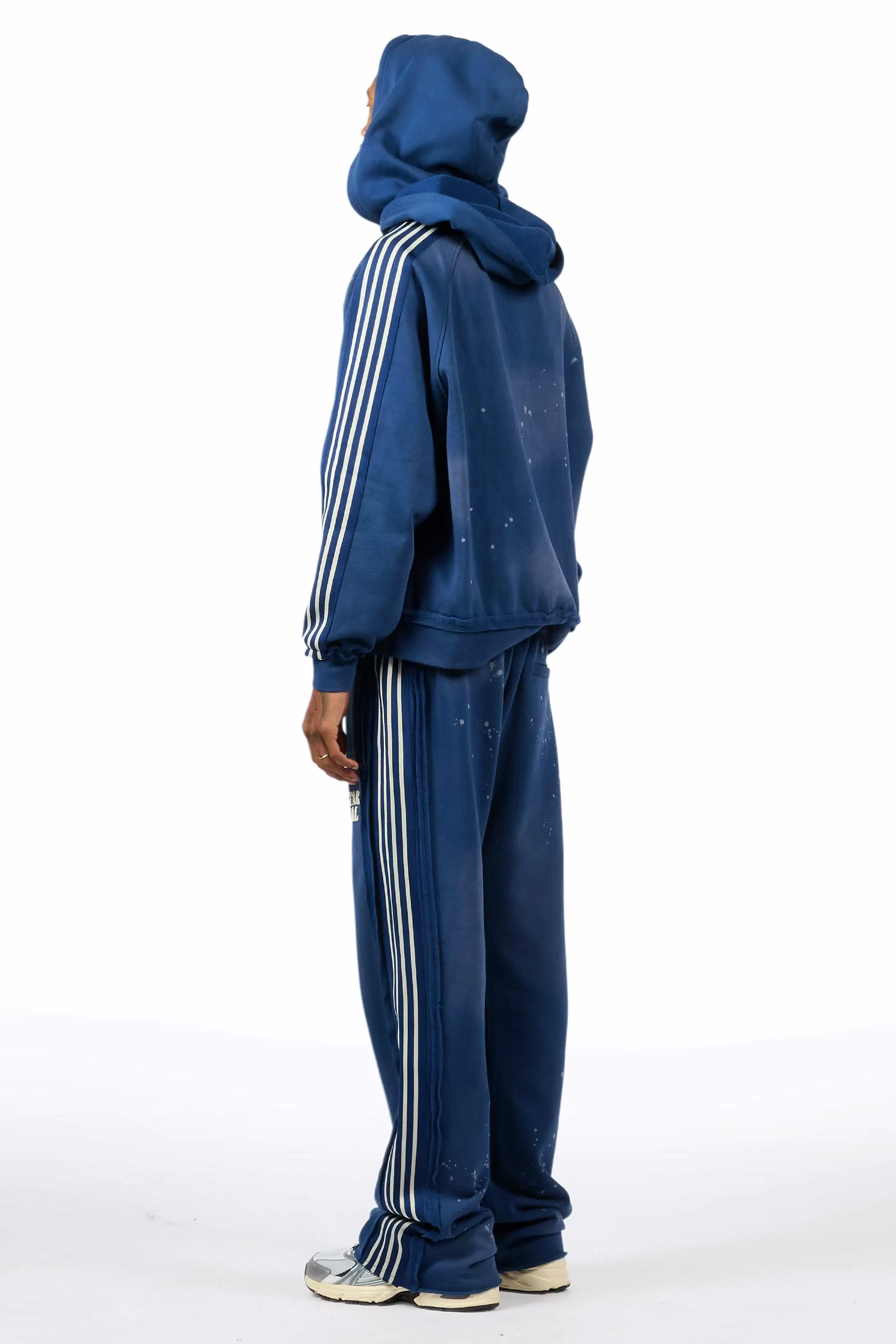 Manier Vintage Navy Hoodie/Stacked Pant Track Set - Image 4