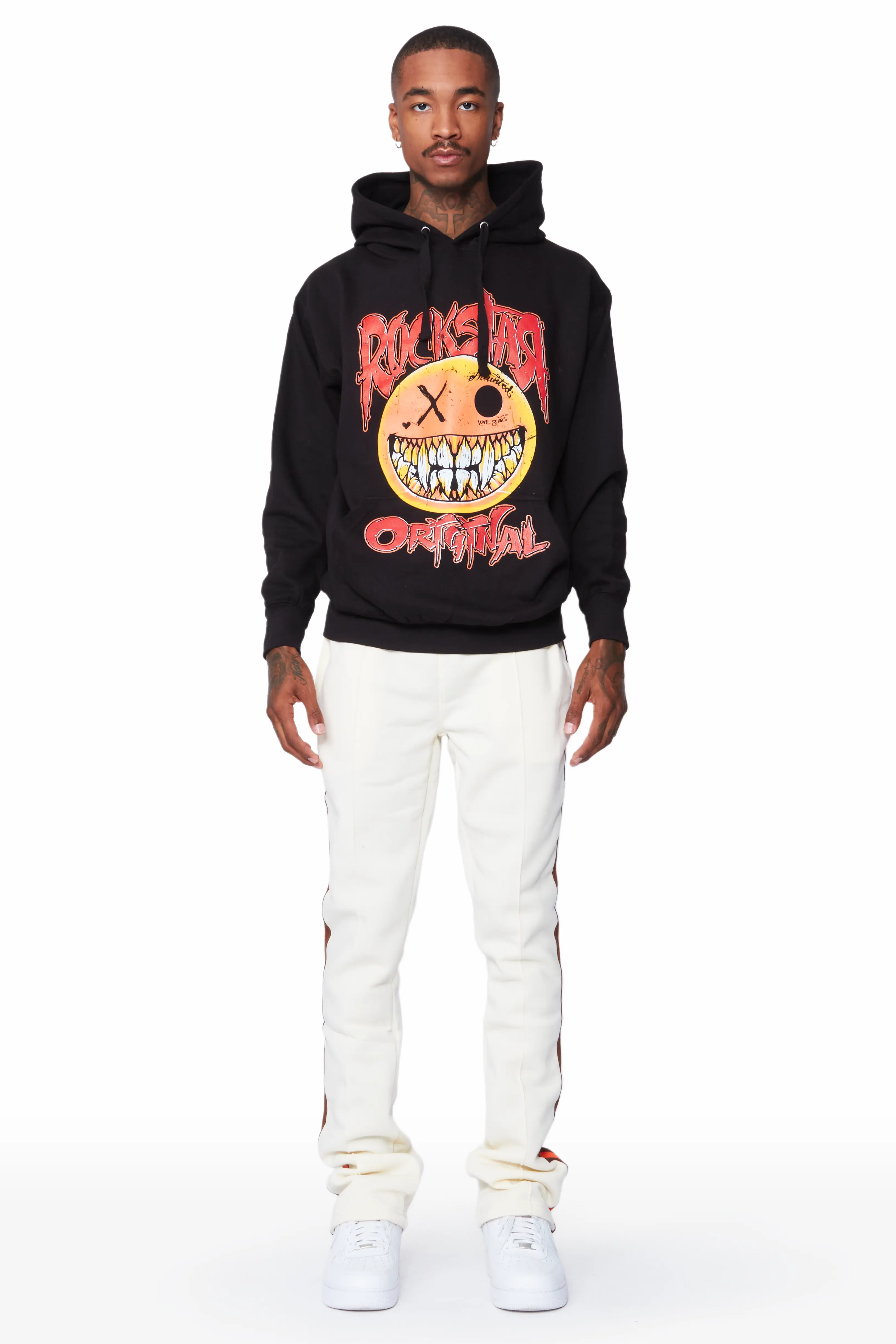 Fraust Black/Cream Graphic Hoodie Track Pant Set - Image 2