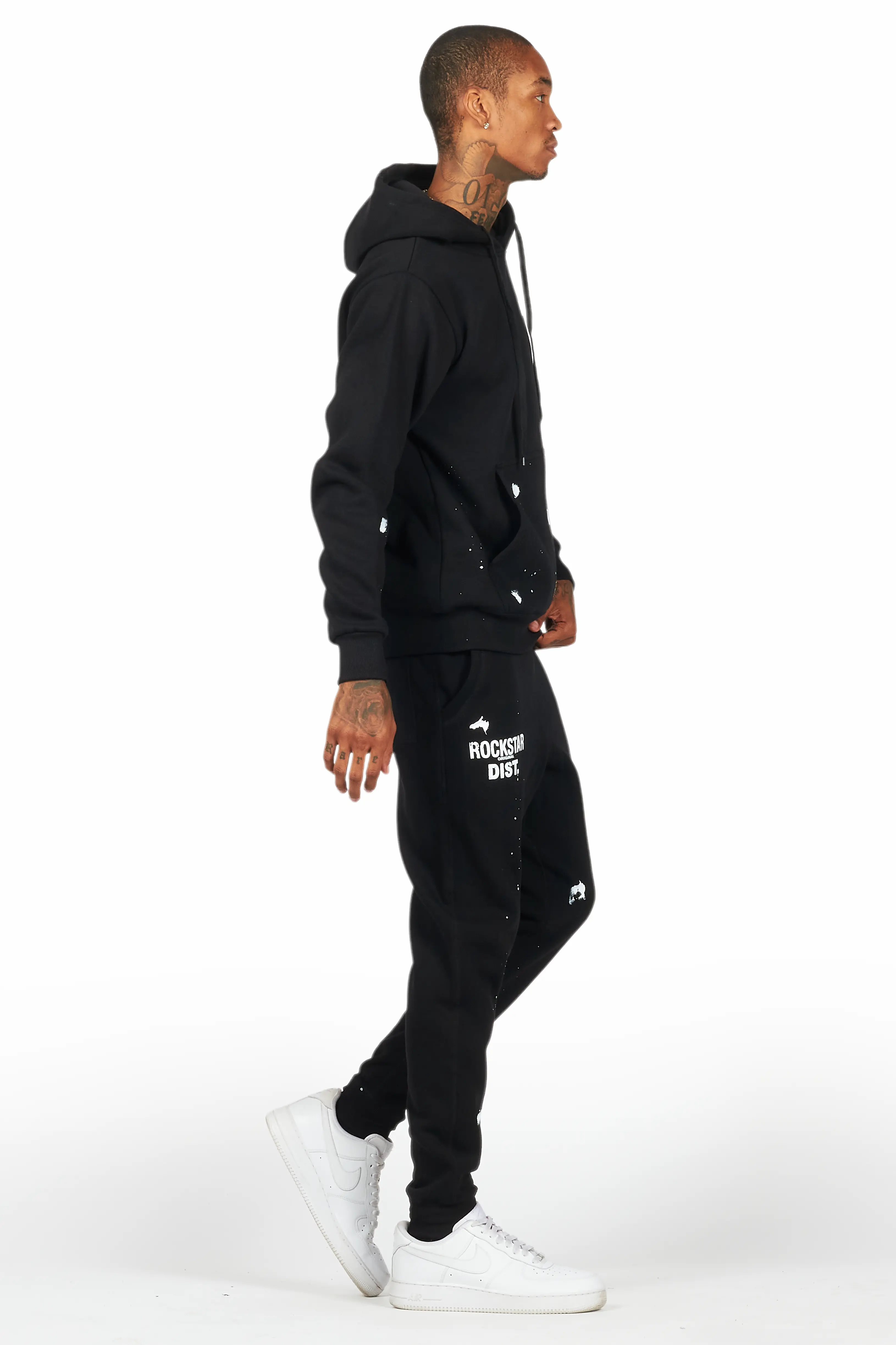 Raffer Black Hoodie/Jogger Sweat Track Set - Image 3