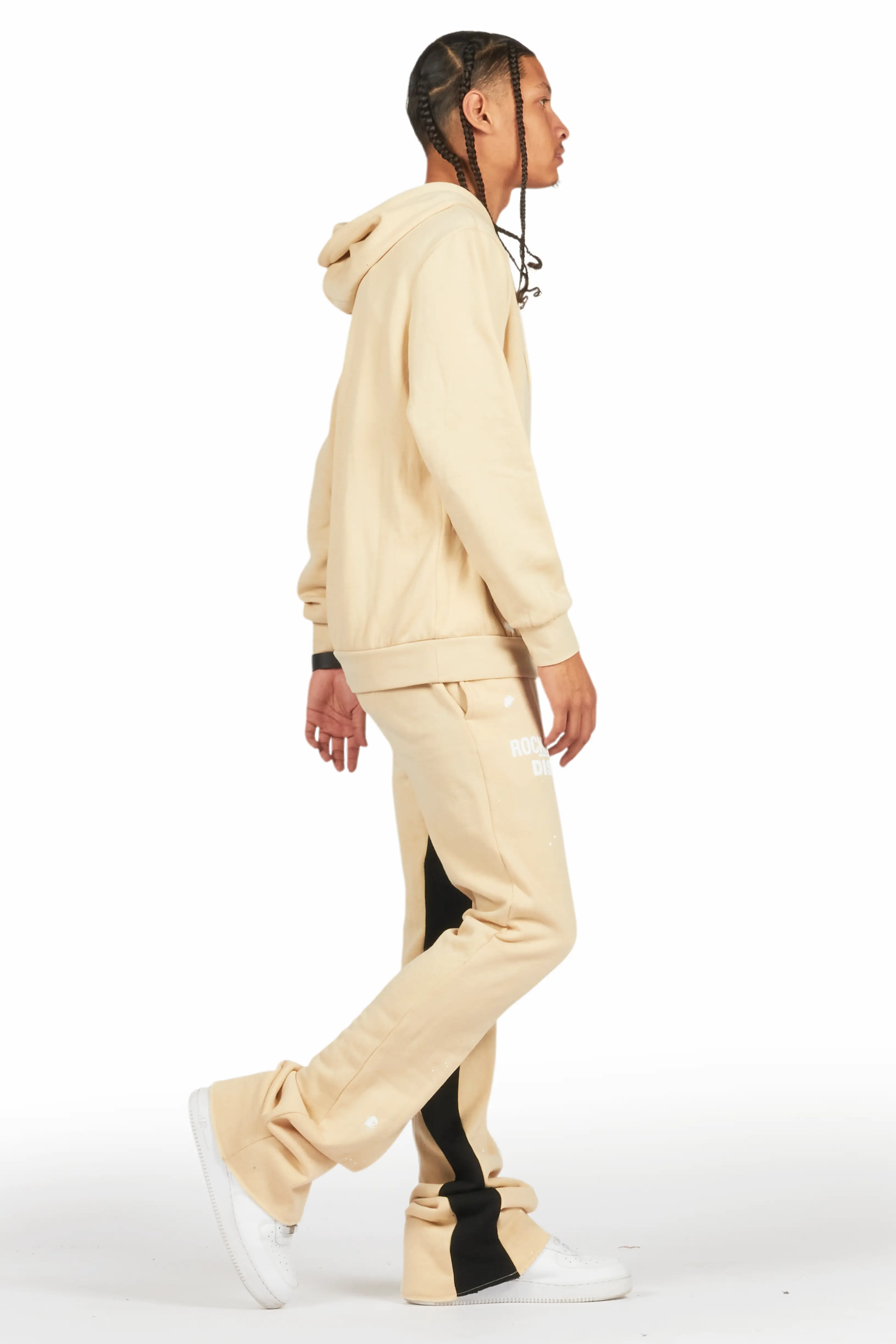 Raffer Beige Hoodie Baggy Fit Pant Track Set - Image 3