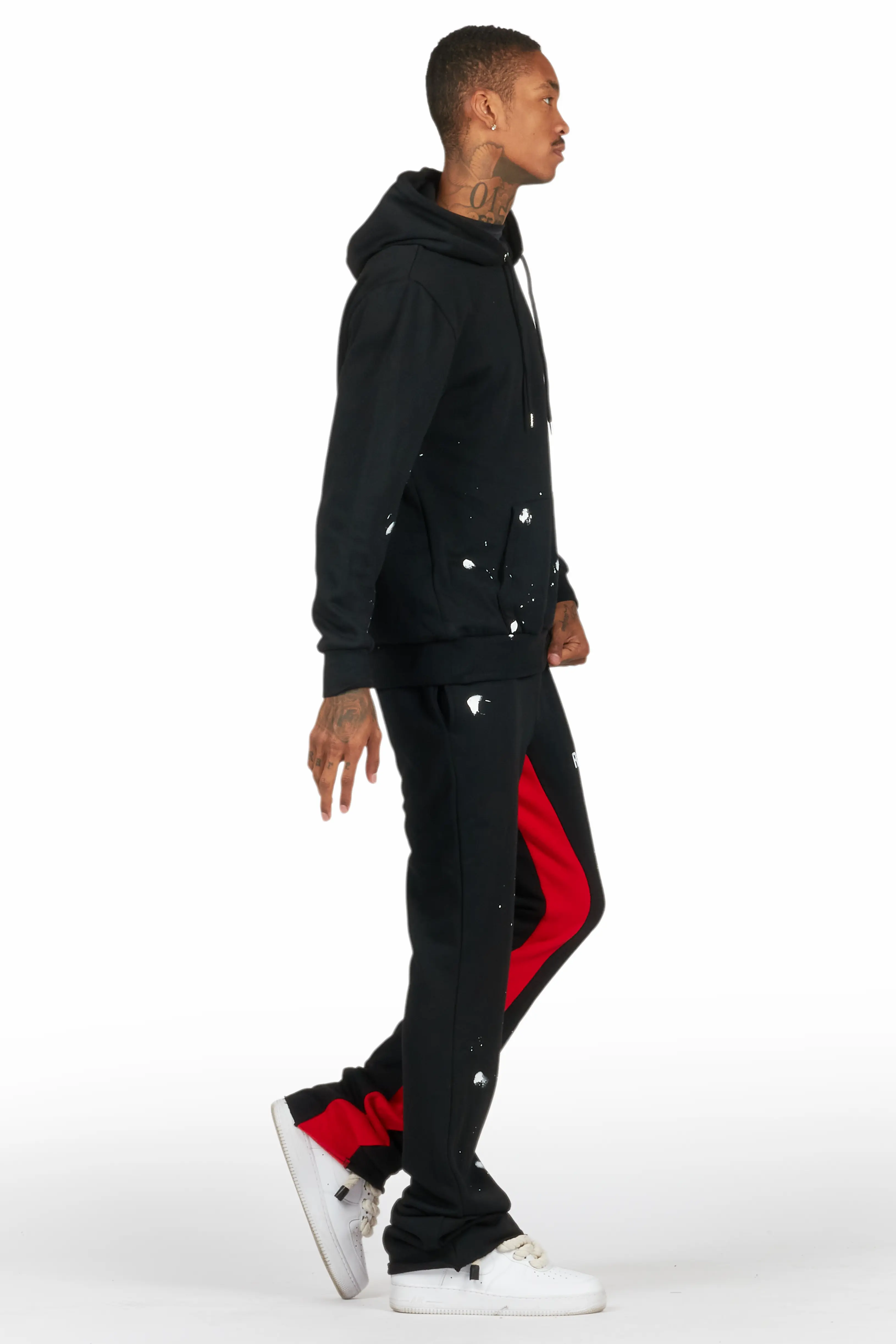 Raffer Black/Red Hoodie Baggy Fit Pant Track Set - Image 3