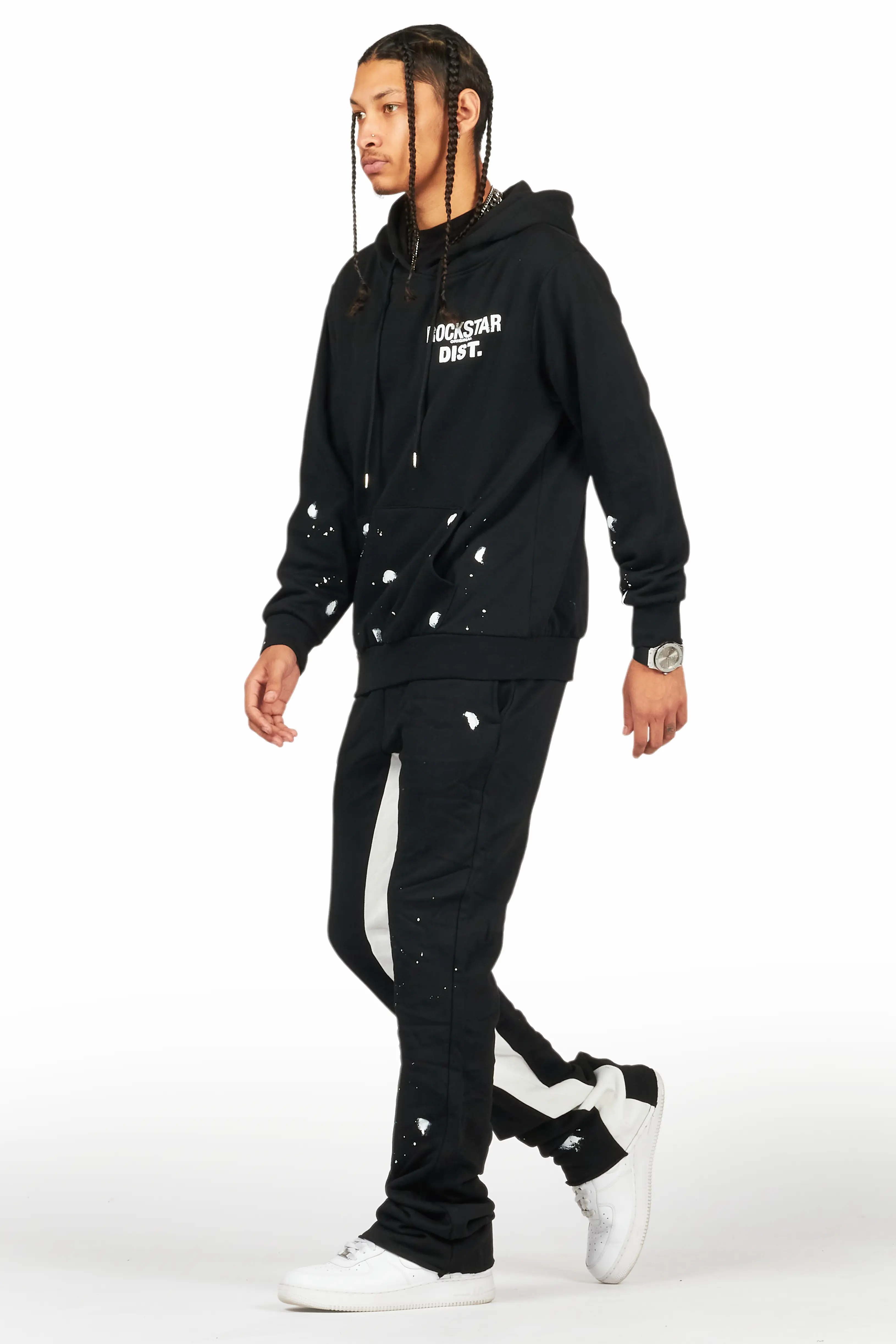 Raffer Black/White Hoodie Baggy Fit Pant Track Set - Image 5