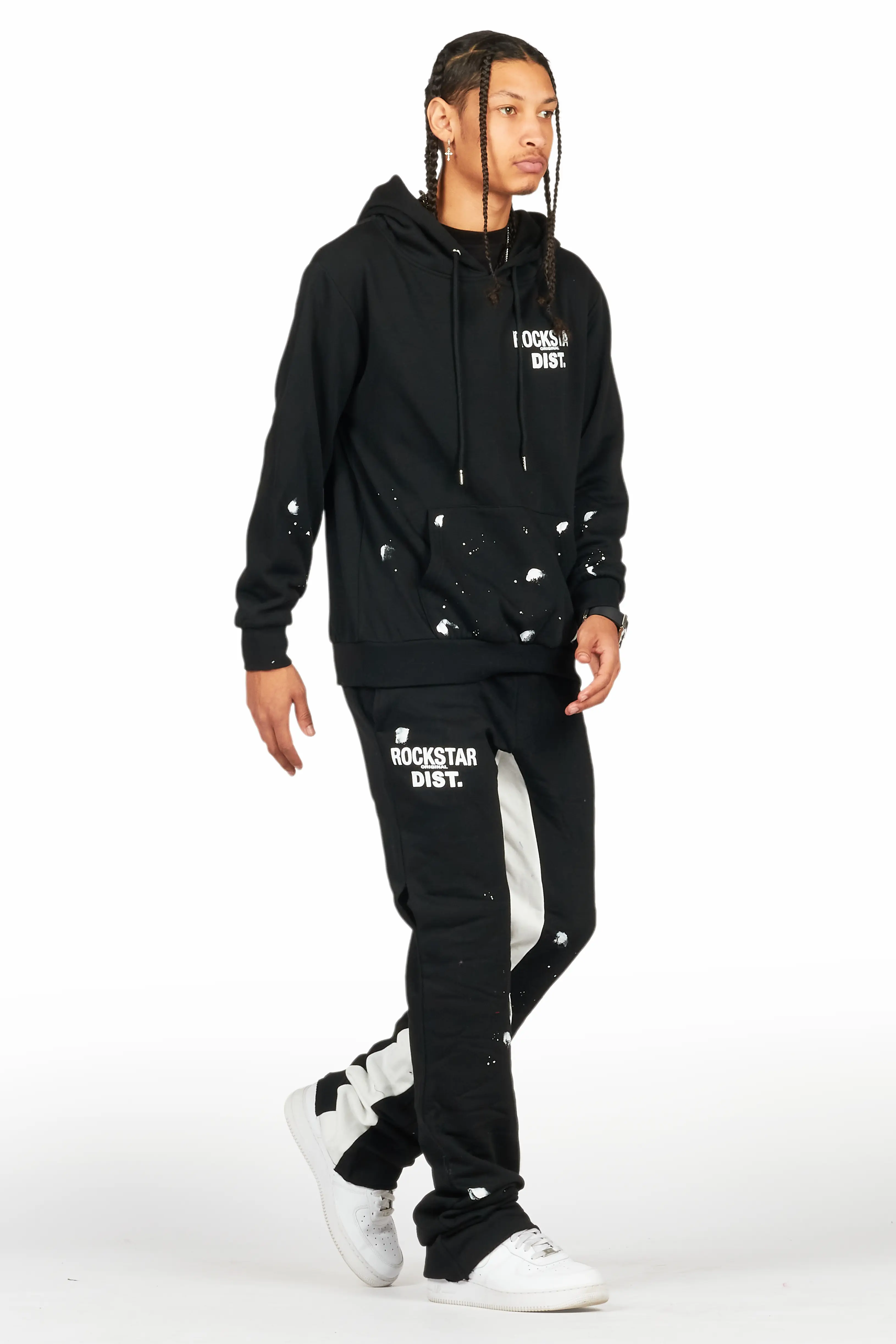 Raffer Black/White Hoodie Baggy Fit Pant Track Set - Image 6