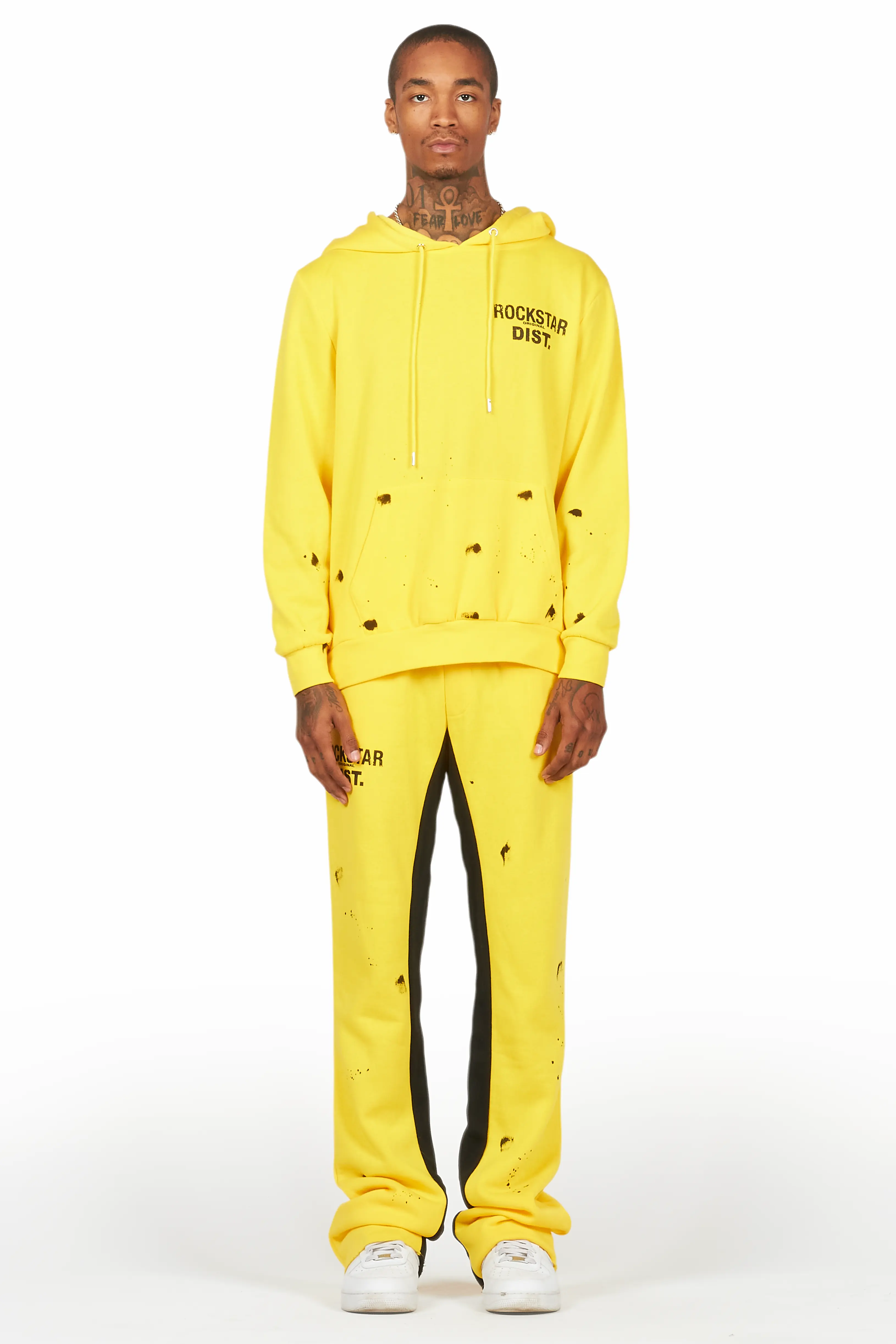 Raffer Yellow Hoodie Baggy Fit Pant Track Set - Image 2