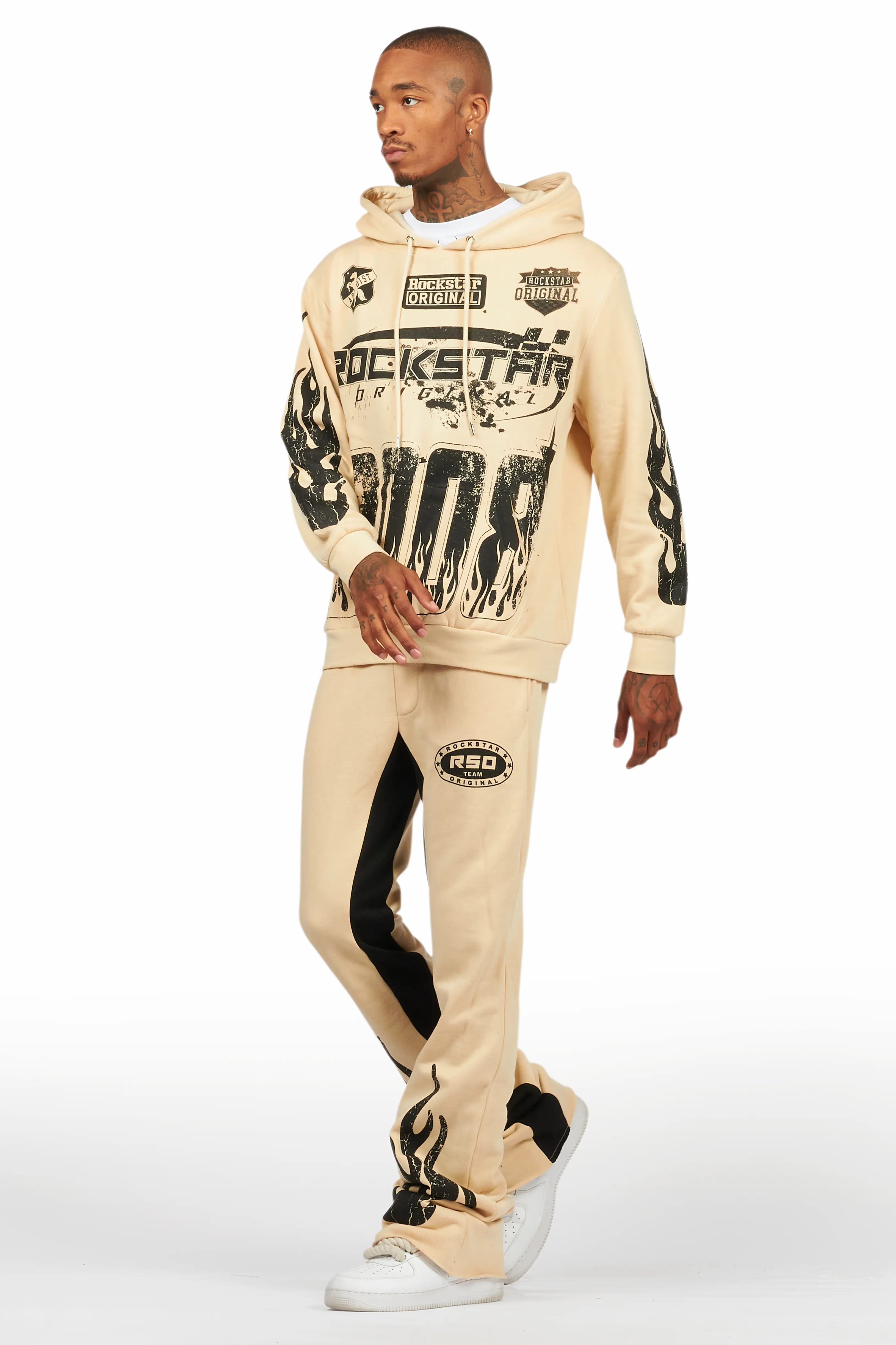 Amos Beige Hoodie/Baggy Track Pant Set - Image 5