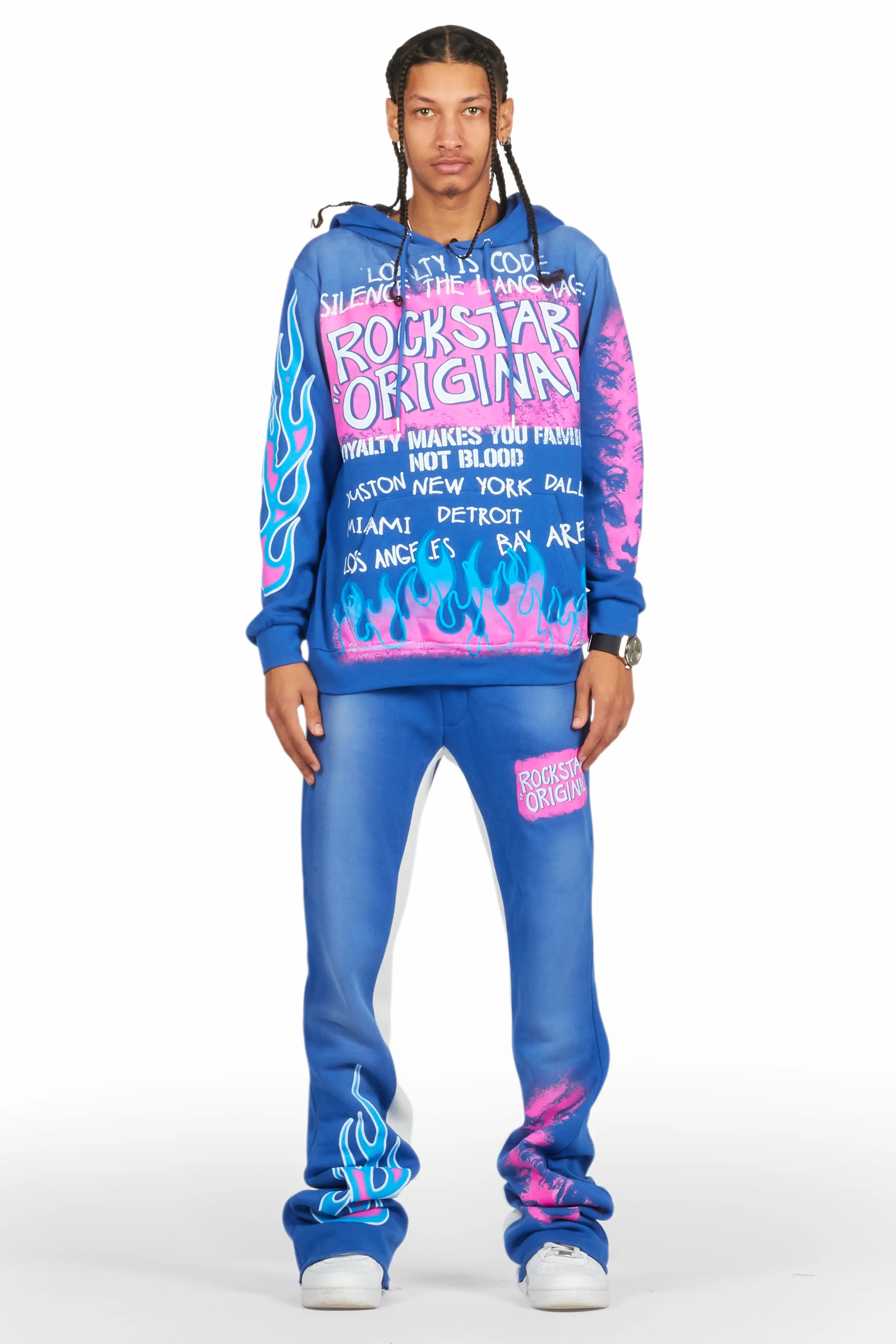 Beno Royal Blue Hoodie/Baggy Track Pant Set - Image 2