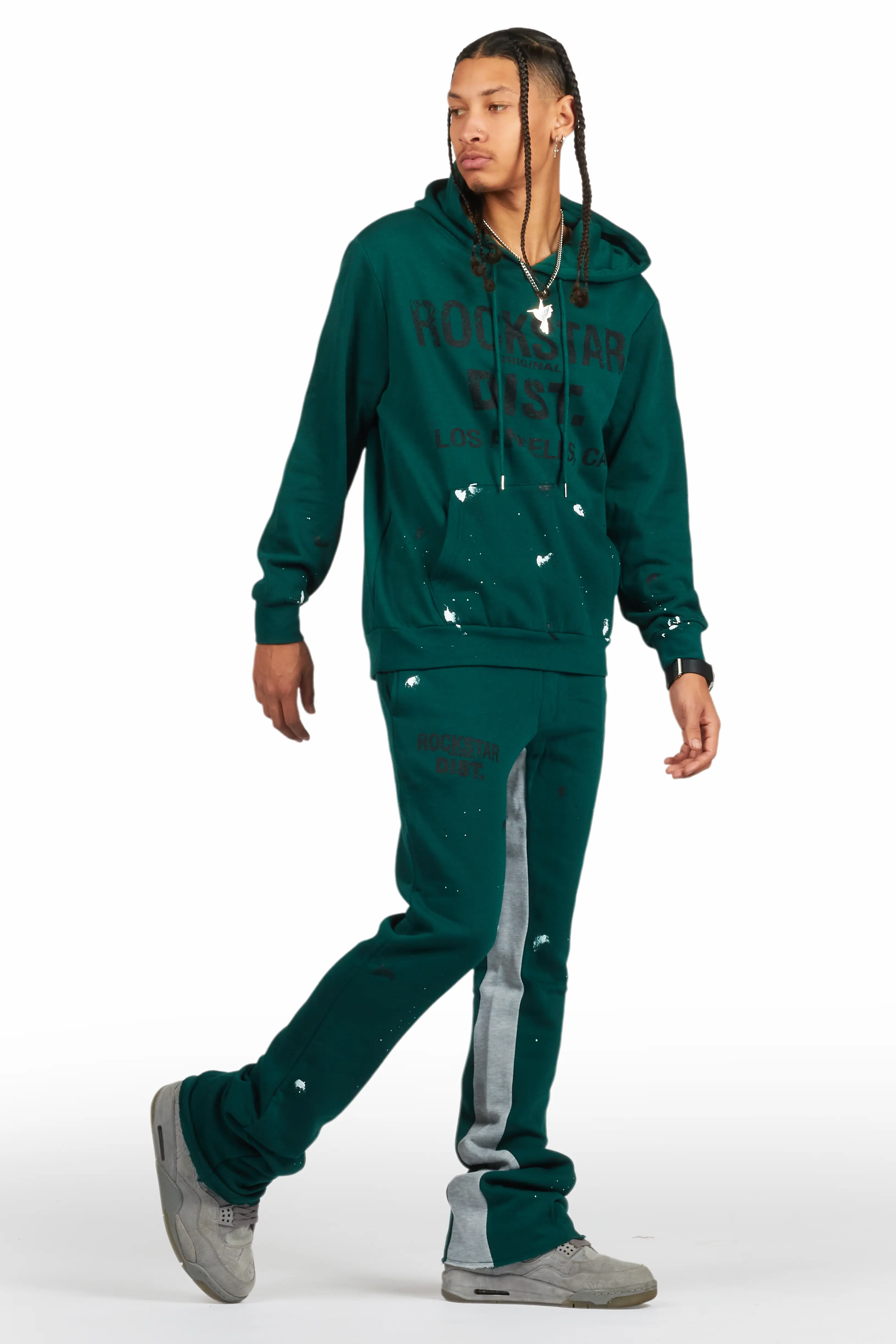 Scottie Green/Black Hoodie/Baggy Track Pant Set - Image 6